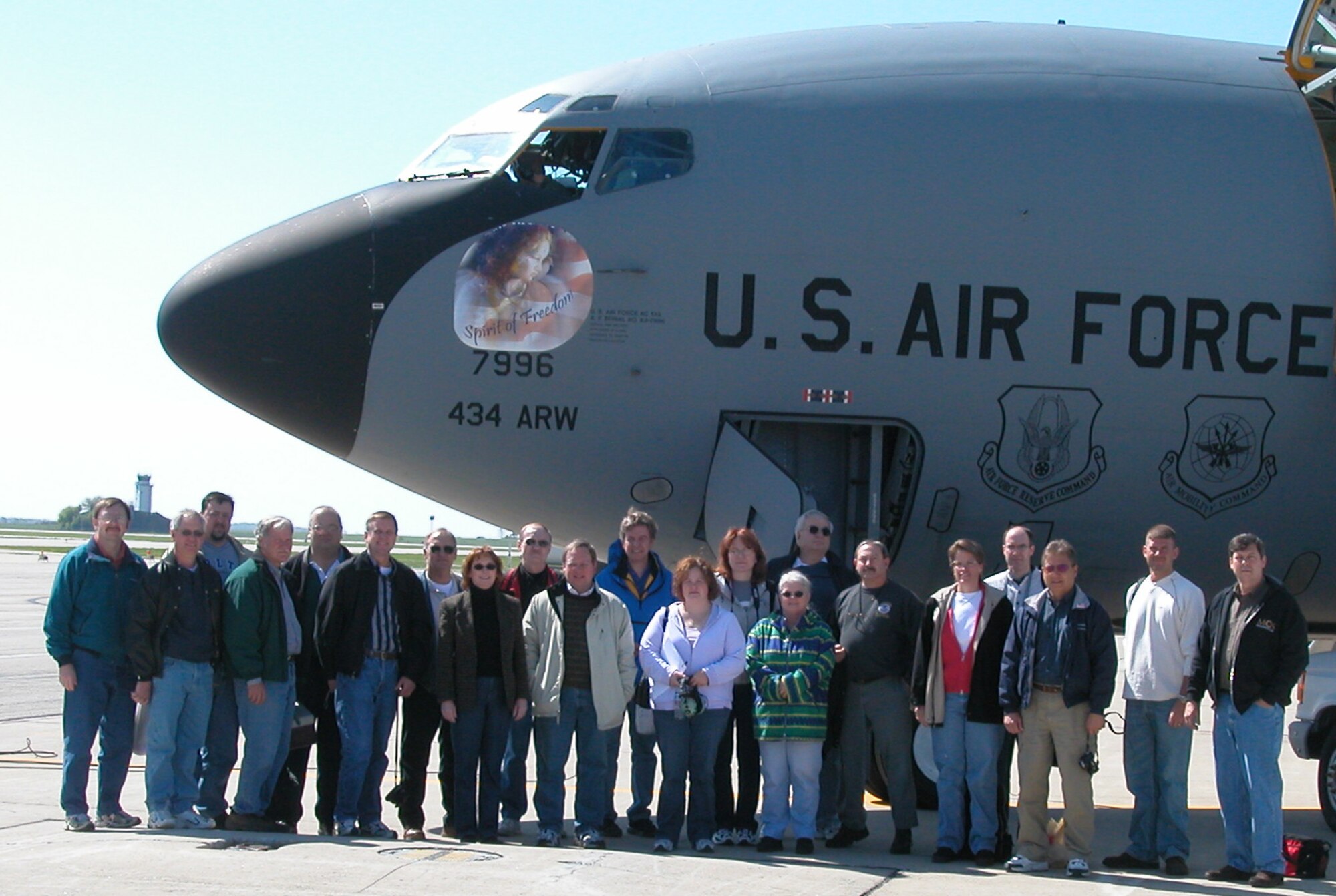 GRISSOM AIR RESERVE BASE, Ind.-- Twenty-one business leaders from throughout Indiana visited Grissom ARB on April 26 as part of the 434th Air Refueling Wing's Employer Orientation Flight Program.  The individuals were from companies which employ members of the Air Force Reserve Command.  The day-long activities included a KC-135 orientation flight. (U.S. Air Force photo/Lt Col Gary Lockard)