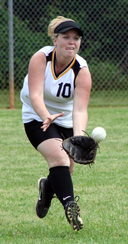 Lady Commando Natasha Card gloves a dying quail in the outfield during a loss to Tyndall.