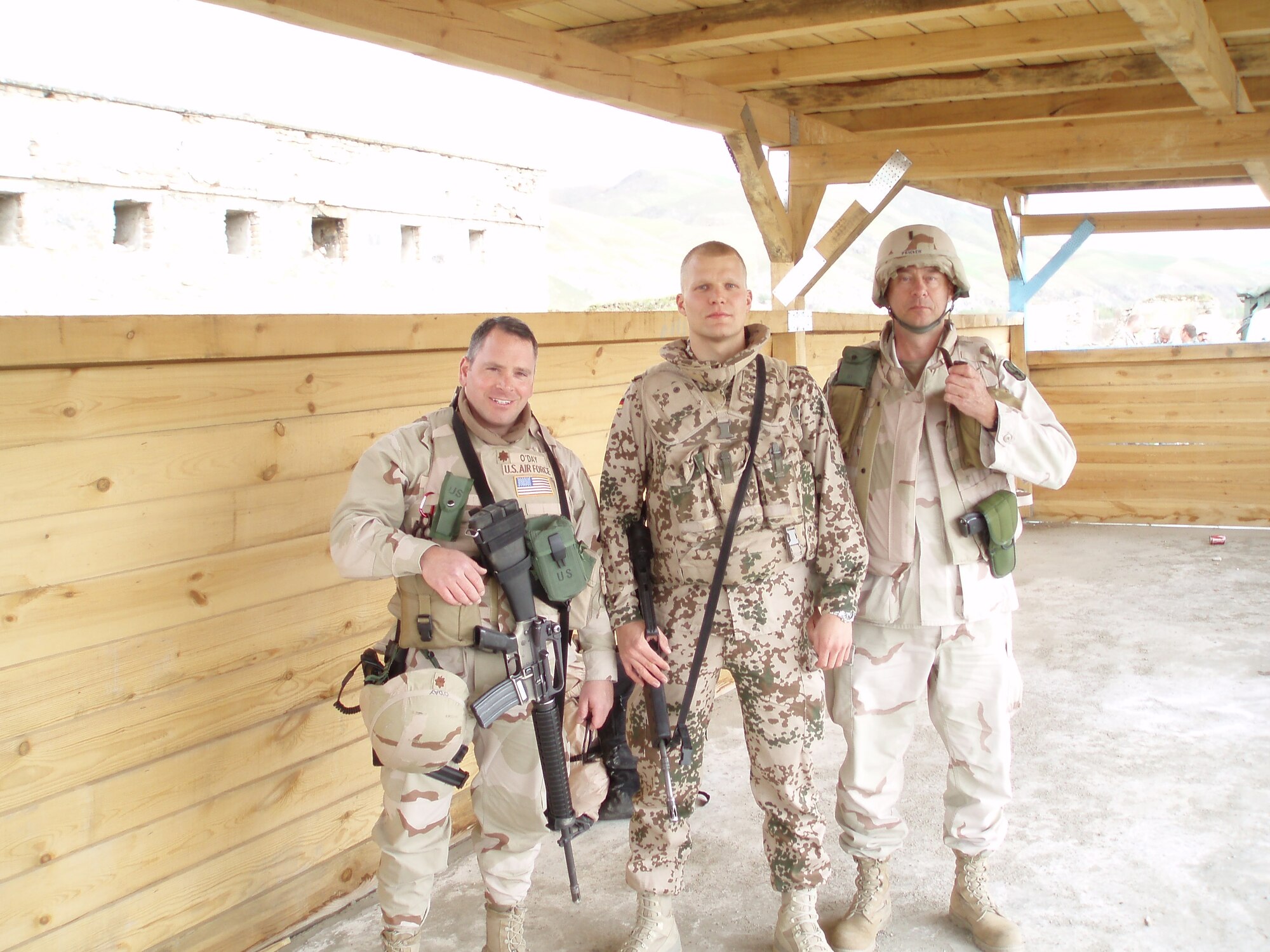 Members of the Coalition communications team are (from left to right): Maj. Shawn O'Day,  Capt. Robert Kath, and Chief Warrant Officer Five Ralph Prickett. (Courtesy photo)
