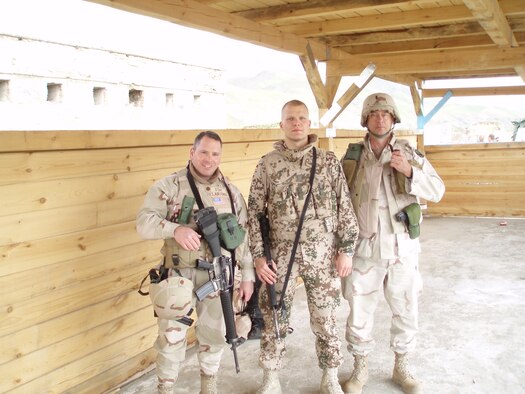 Members of the Coalition communications team are (from left to right): Maj. Shawn O'Day,  Capt. Robert Kath, and Chief Warrant Officer Five Ralph Prickett. (Courtesy photo)
