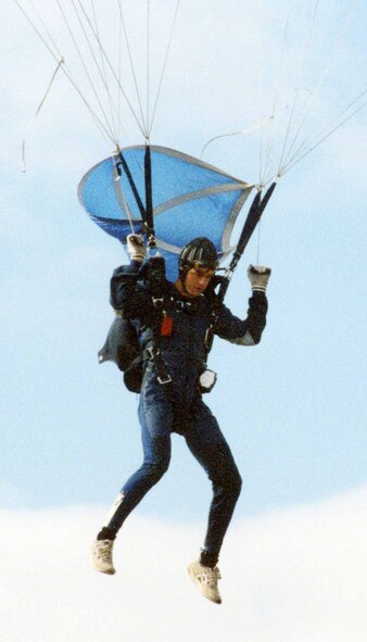 Airman 1st Class Trey Williams, 20th Medical Support Squadron, performs a skydiving jump at the academy. (Courtesy photo)