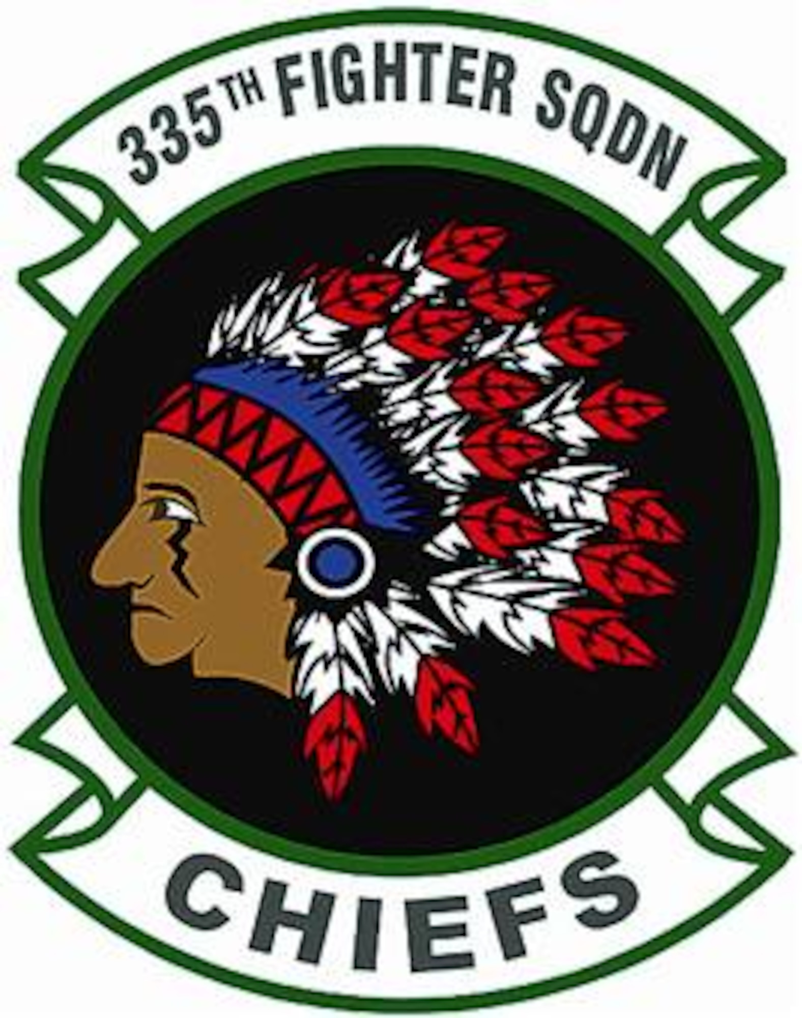 335th Fighter Squadron shield (color), provided by 4th Fighter Wing Public Affairs.