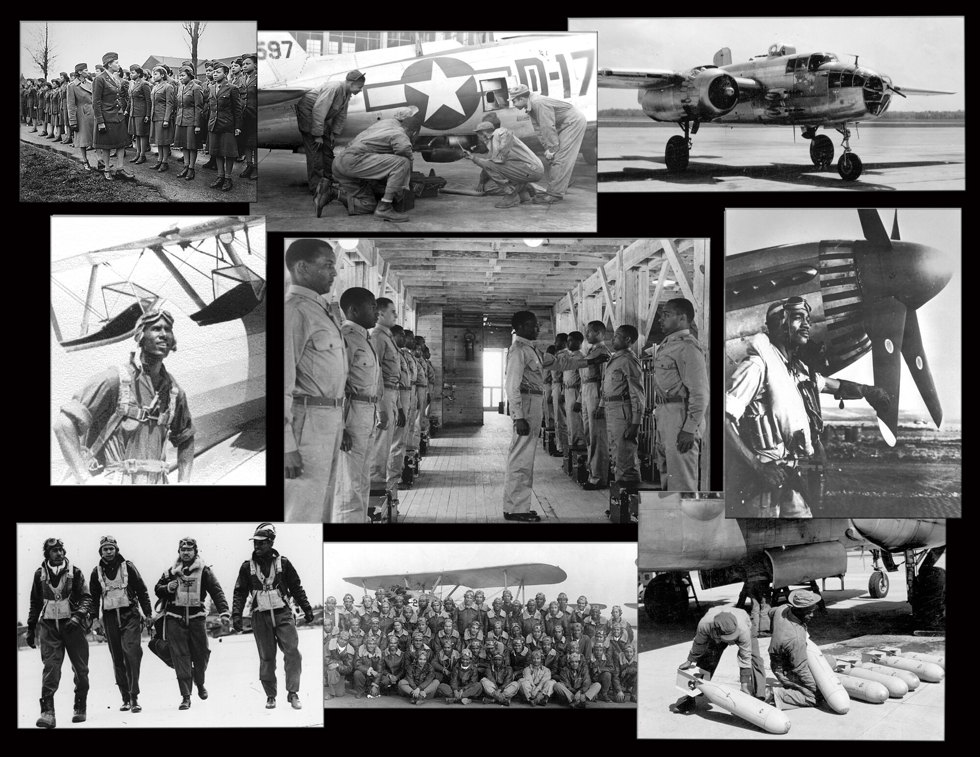A program was launched sixty-five years ago to train the first black military pilots and aircrews who later became known as the Tuskegee Airmen. From 1942 through 1946, 994 graduated at Tuskegee Army Air Field receiving their commissions and pilot wings. (Photo illustration/Staff Sgt. Susan Stout)