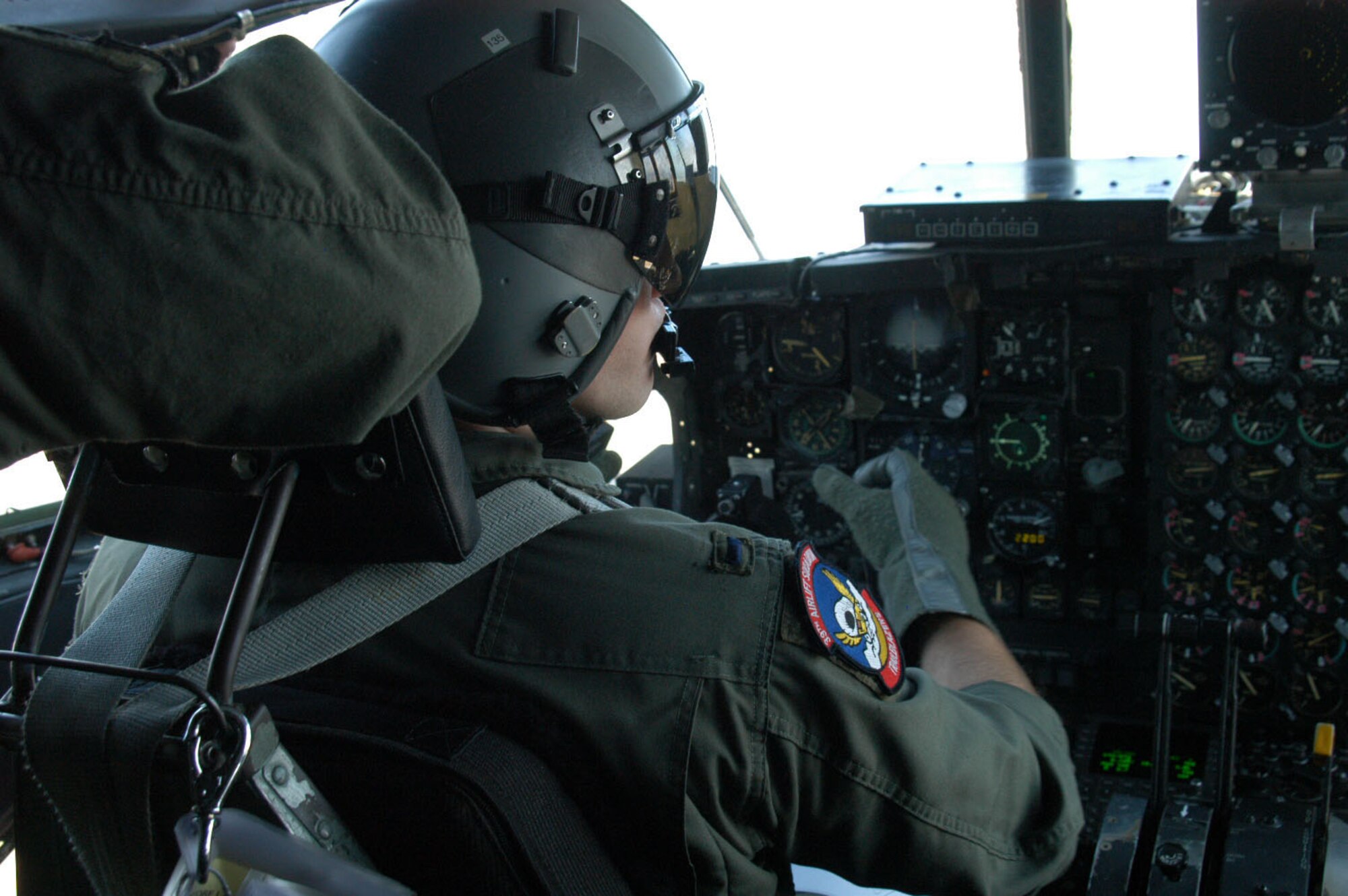 First Lt. Matt  Sartori takes the stick on his first day of flying in the left seat.                                
