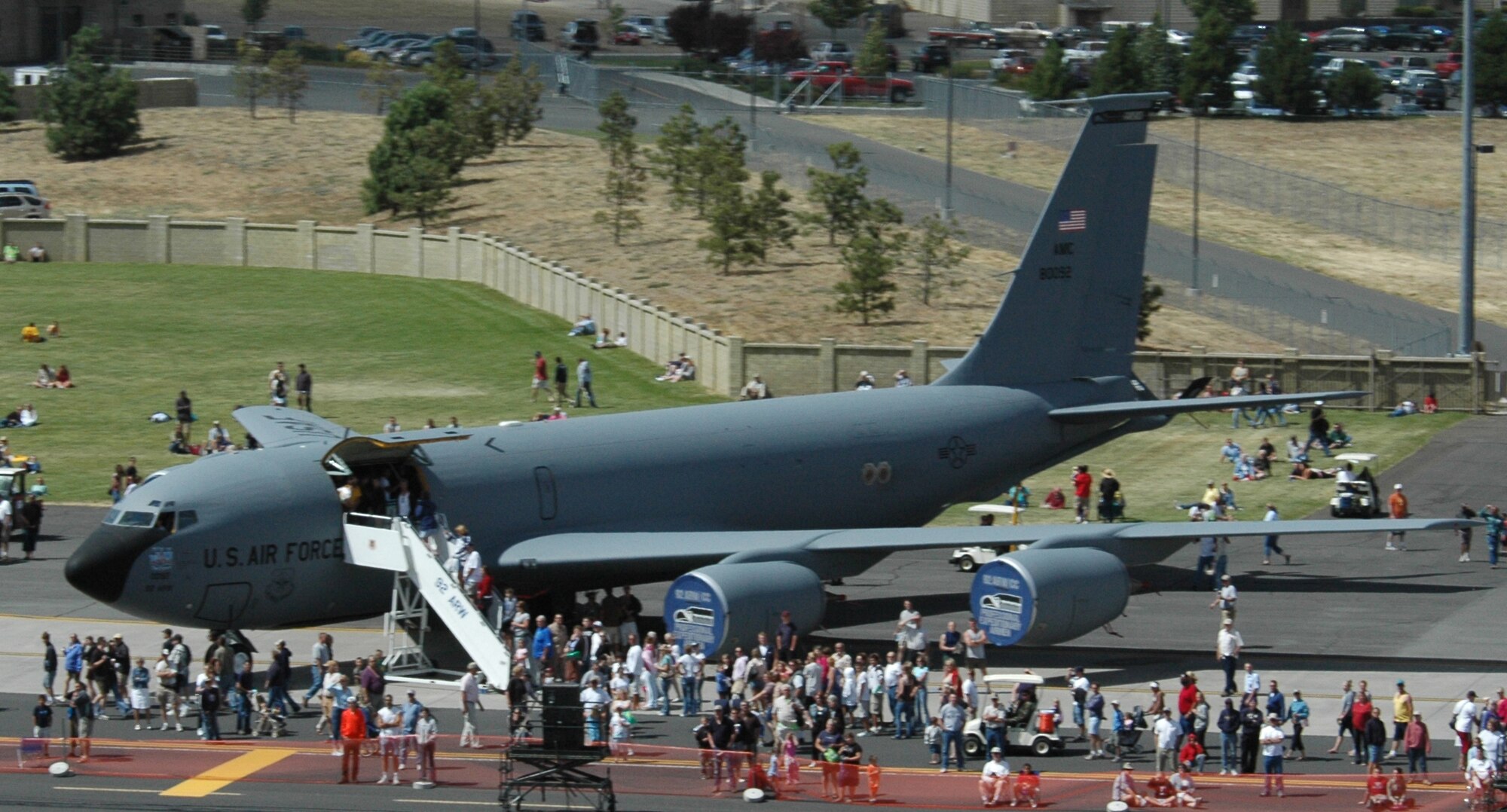 Visitors line up July 30 for a chance to go inside a Fairchild KC-135 Stratotanker. A new record of attendees was set when 125,000 people came to the base July 29 and 30 for Fairchild's open house.