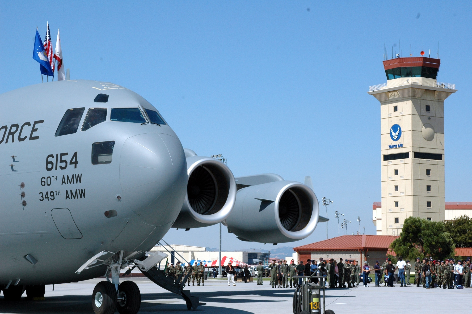 Travis Air Force Base celebrates the arrival of its first C-17, the "Spirit of Solano." It's the first of 13 C-17s that Travis AFB will recieve, adding its tactical capabilities to Travis' mission - the strategic airlift of the C-5 and the aerial refueling of the KC-10. (Air Force photo/Staff Sgt. Matt McGovern)