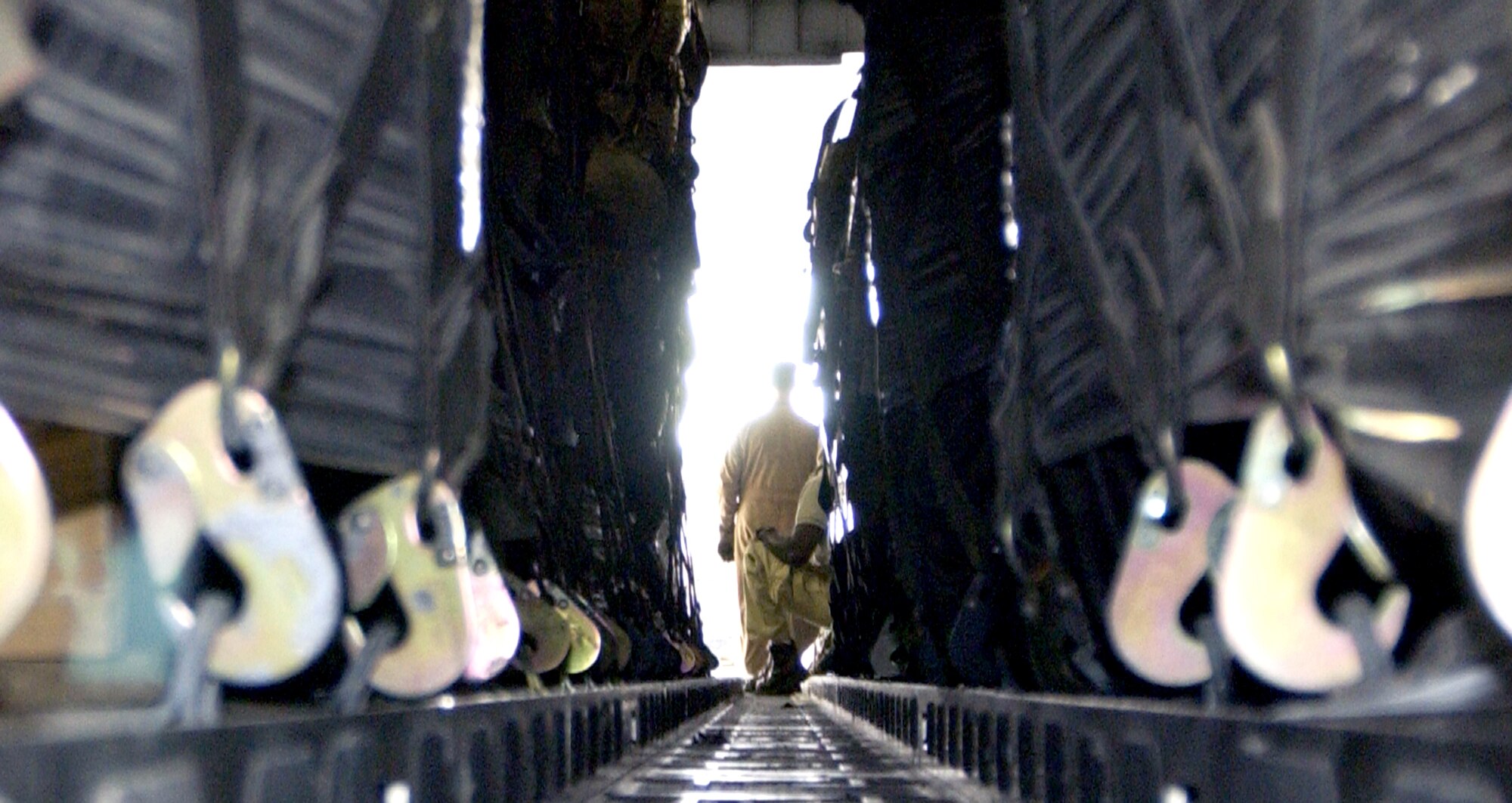 Eighteen pallets of tires await transport to Balad Air Base, Iraq, on Aug. 5 aboard a C-17 Globemaster III with the 816 Expeditionary Airlift Squadron in Southwest Asia. (U.S. Air Force photo/Staff Sgt. Paul J. Gonzalez)
