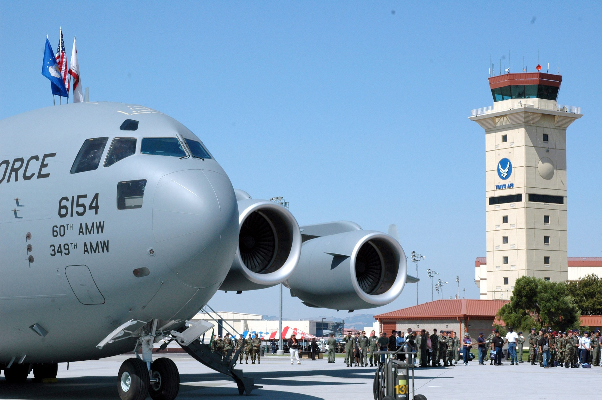Travis Air Force Base, Calif., celebrates the arrival of its first C-17 Globemaster III, the "Spirit of Solano." It is the first of 13 C-17s that Travis AFB will receive. (U.S. Air Force photo/Staff Sgt. Matt McGovern) 
