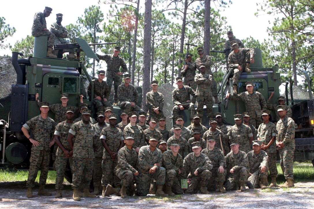 MARINE CORPS BASE CAMP LEJEUNE, N.C. (Aug. 14, 2006) - Marines with Food Service Company, Combat Logistics Regiment 27, 2nd Marine Logistics Group, stand behind their award-winning field dining facility at Training Zone Owl, Aug. 14. The Company won first place in the II Marine Expeditionary Force level at the Maj. Gen. W. P. T. Hill Memorial Award for Food Service Excellence and will advance to compete Marine Corps-wide, Oct. 4.