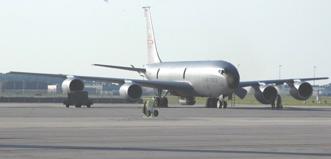 GRISSOM AIR RESERVE BASE, Ind -- A KC-135R Stratotanker on the flightline at Grissom ARB.  The KC-135 is the Air Force's primary refueling aircraft and flew its first operational mission in 1956.  Through the years, the KC-135 has remained an efficient and dependable aircraft. (U.S. Air Force photo/SrA Jonathan Jones)