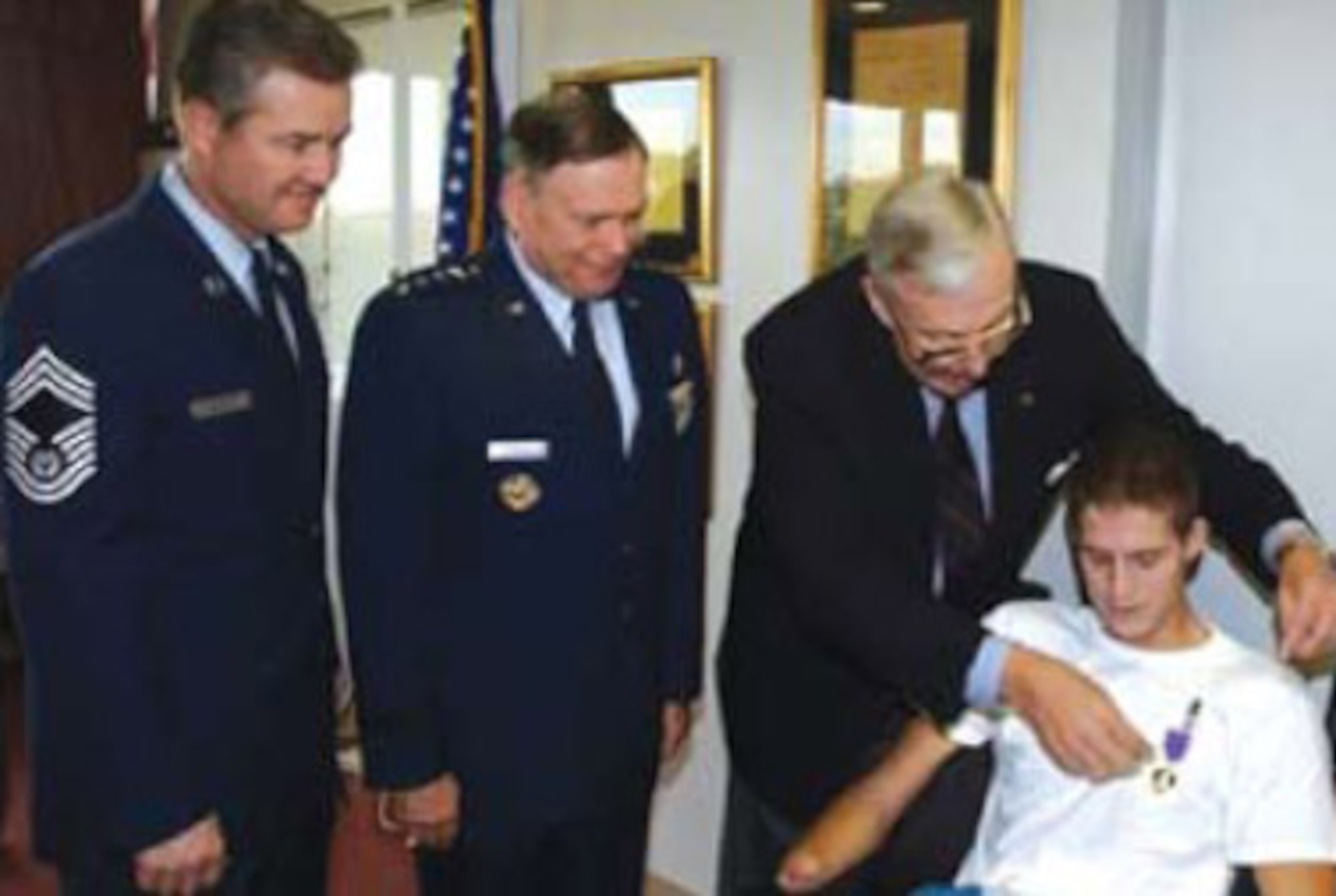 Brian G. Kolfage, personnel security clerk assigned to the 355th Security Forces Squadron, was severely wounded while deployed to Balad, Iraq, in 2004. Mr. Kolfage was awarded the Purple Heart for his injuries. (Coutesy photo)