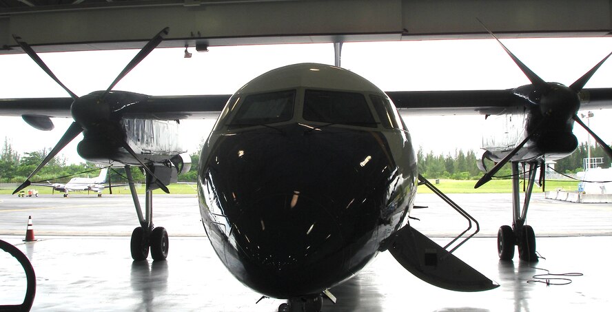 Customs and Border Protection’s Miami Air and Marine Branch recently received a new DASH-8 200Q Maritime Patrol aircraft at Homestead Air Reserve Base, Fla.  The DASH-8 200Q is a twin-turboprop aircraft specially designed for quiet operations during surveillance missions (Air Force photo by Jake Shaw).