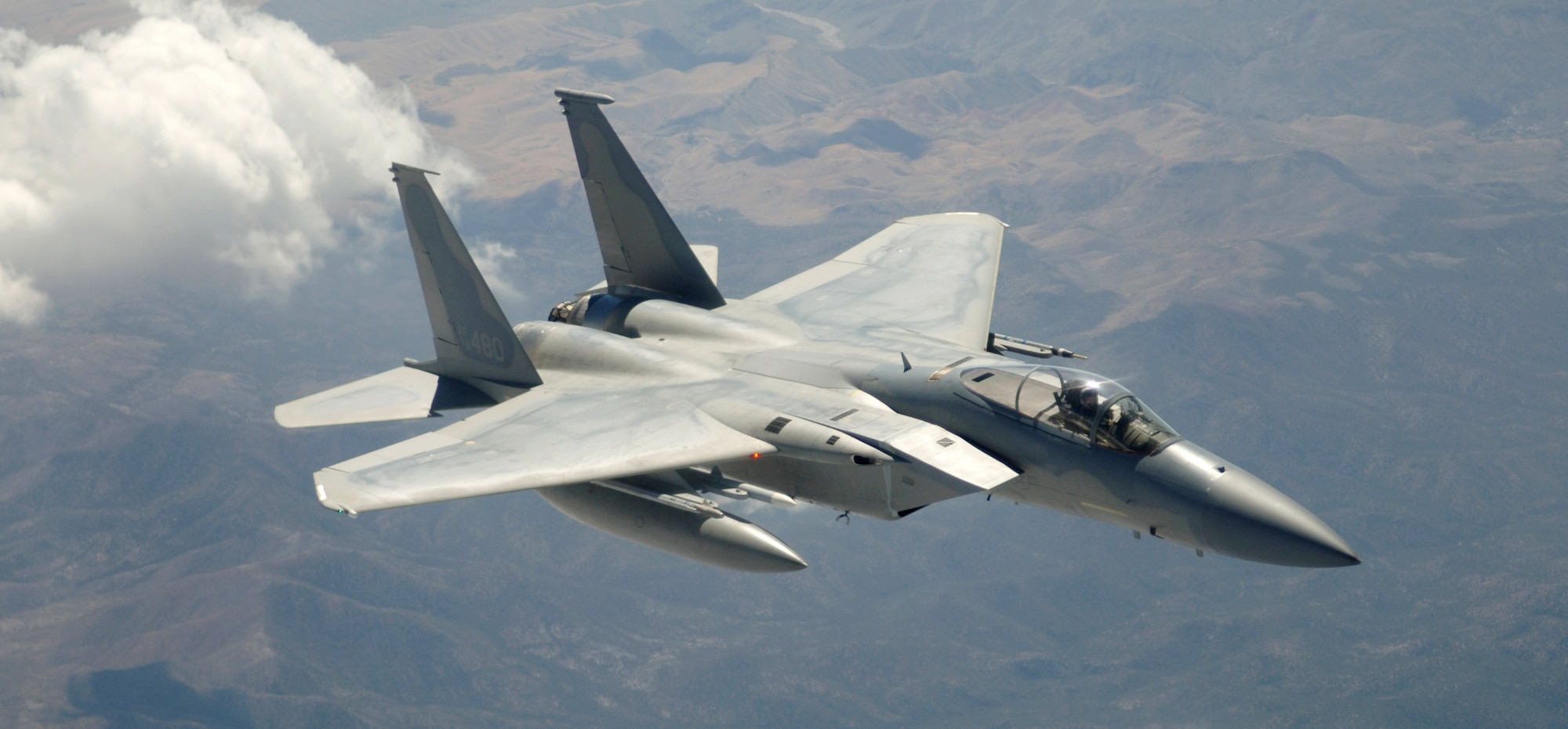 An F-15 Eagle from Kadena Air Base, Japan, flies at Red Flag, a two-week exercise that tests and trains servicemembers in real-time combat situations at Nellis Air Force Base, Nev. Red Flag is conducted over the Nevada Test and Training Range, which has more than 2.9 million acres of airspace. (U.S. Air Force photo/Senior Airman Travis Edwards)