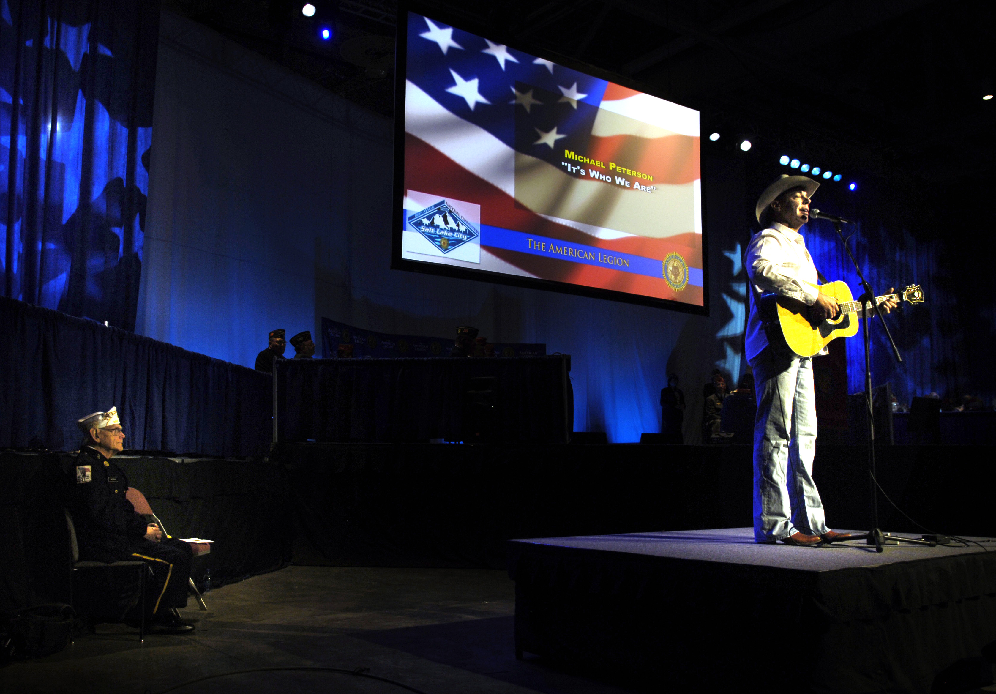 Country music star Michael Peterson performs during the 88th American