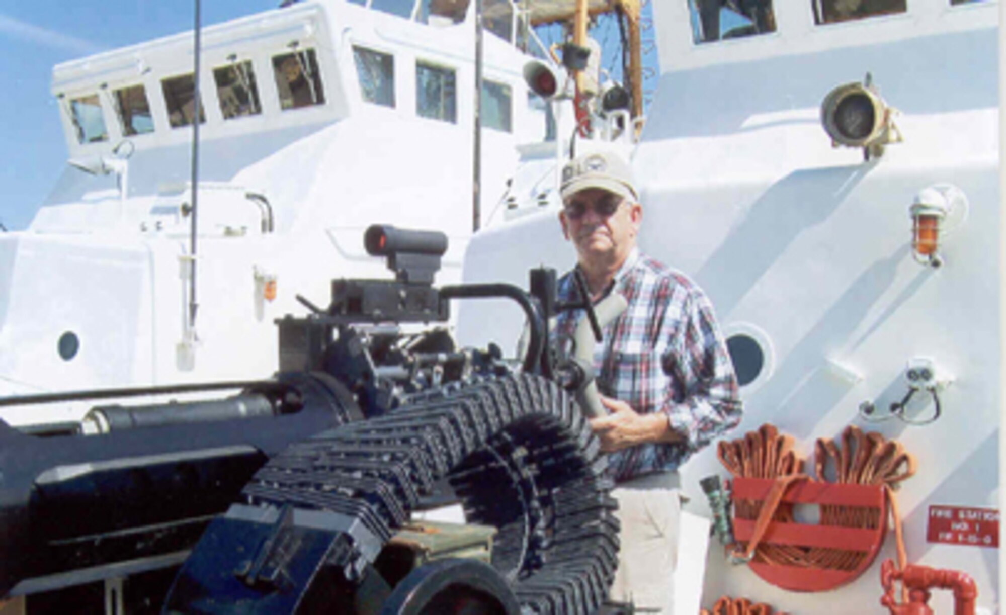 GRISSOM AIR RESERVE BASE, Ind -- Hal Job, a resident of Wabash, Ind., on the deck of one of the ships he visited during the recent Joint Civilian Orientation Conference.  Mr. Job was one of only 45 civic leaders from throughout the United States to participate in this special program.  (Photo provided) 