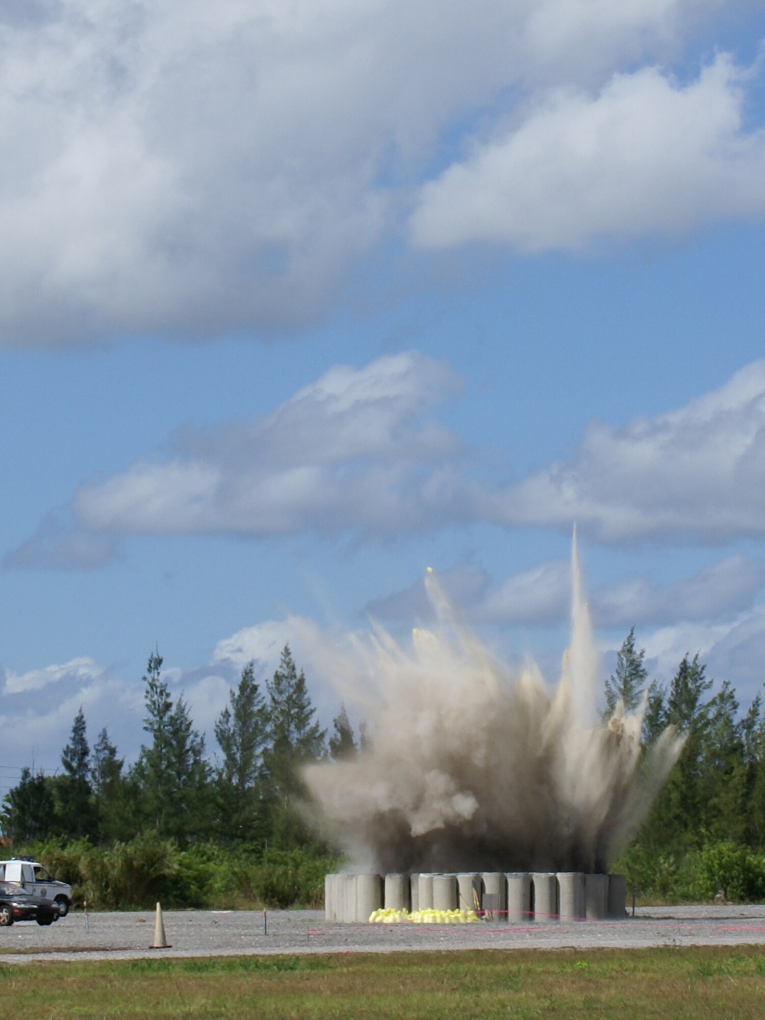 Less than four pounds of dynamite helped create a “bombing scene” for students to learn the fundamentals of FBI evidence collection during the post-blast forensics training at Homestead Air Reserve Base, Fla. Nov. 8 and 9. (U.S. Air Force photo/Dan Galindo)