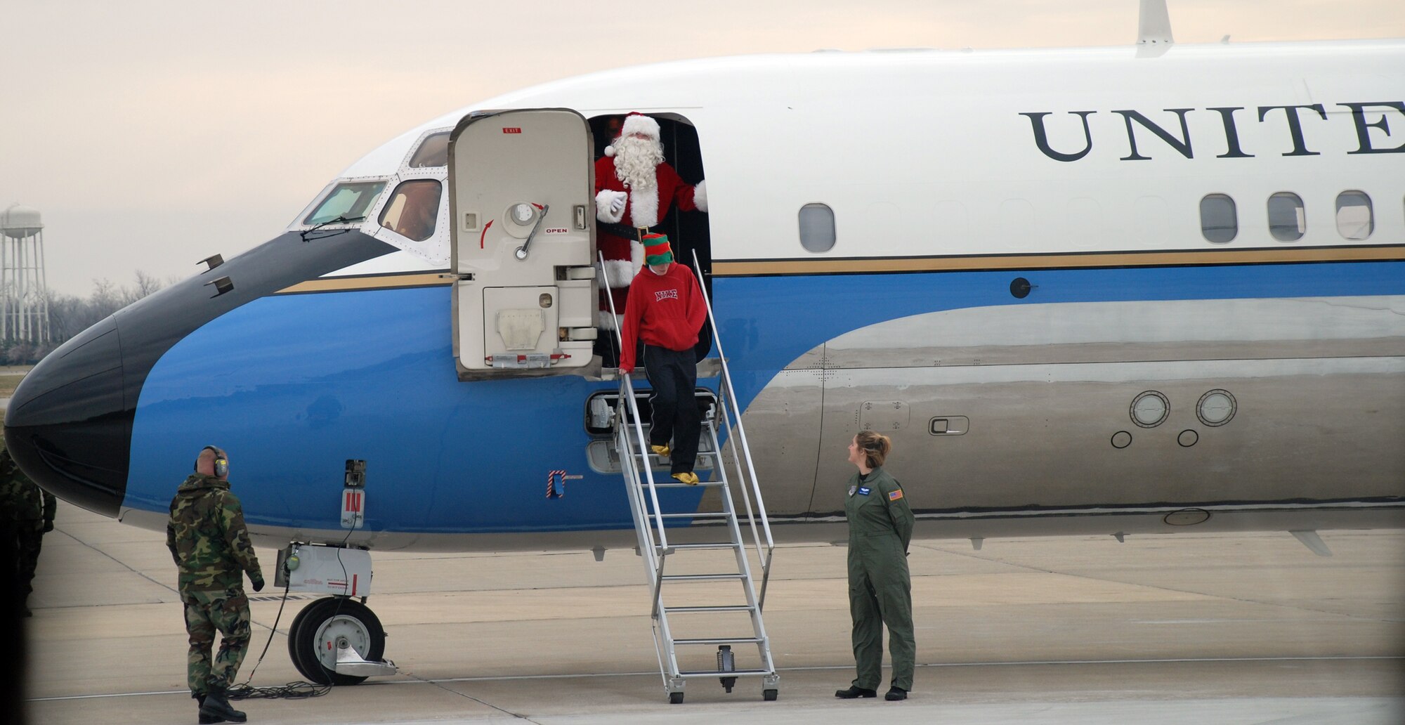 The December Unit Training Assembly brought Santa to town on a beautiful C-9C airplane.  He talked to children of Air Force Reserve Command members.  Photo/Tech Sgt. Gerald Sonnenberg