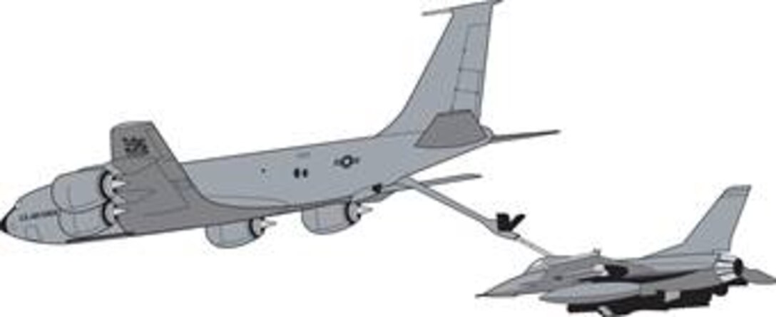 KC-135R Refuling.  Illustration by MSgt Vern Moore.  Image is 10x4 @ 300ppi.