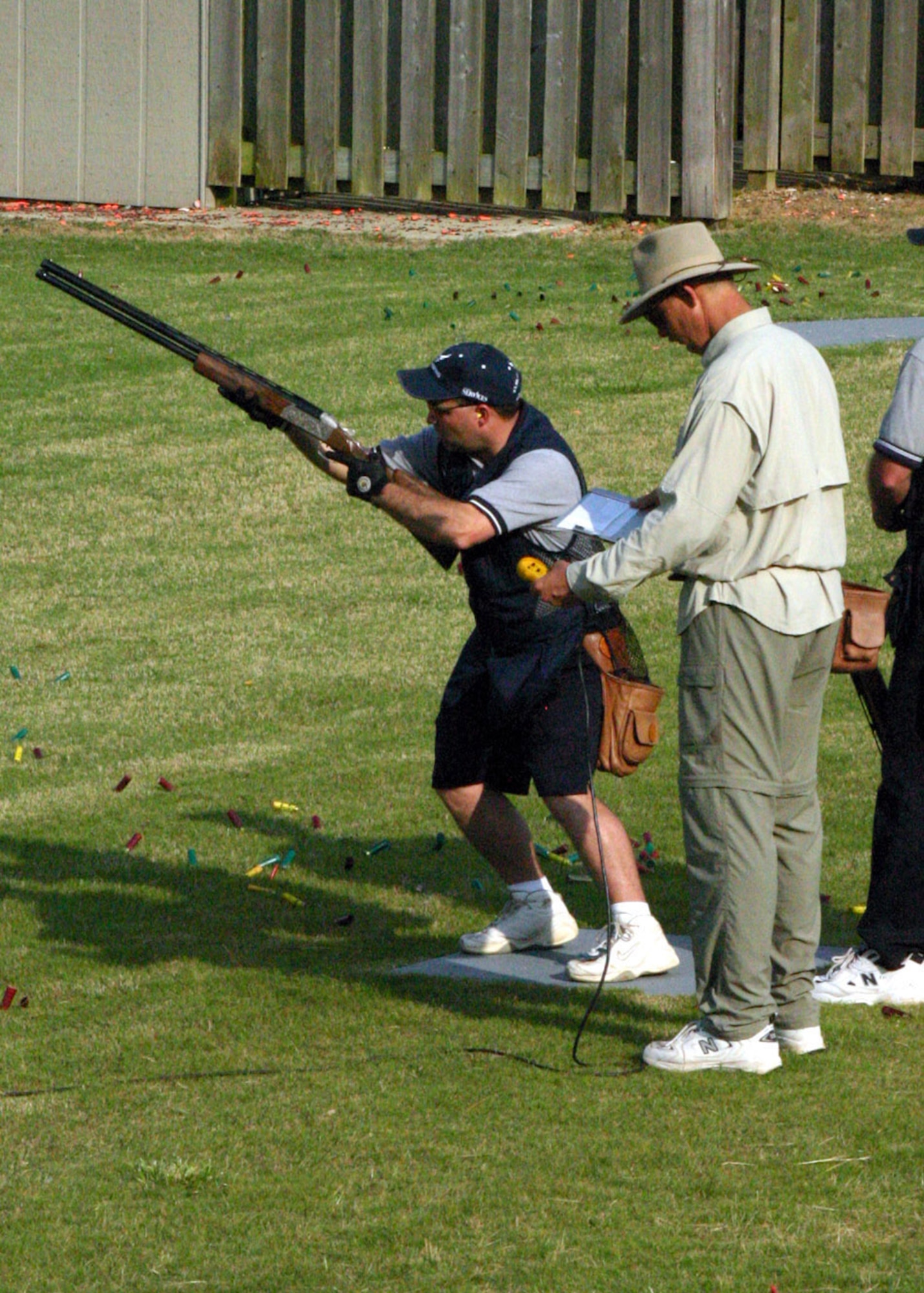 Master Sgt. John Barnes takes aim during the Armed Services Skeet Championship in May 2005. The Malmstrom Air Force Base, Mont., Airman was the 2005 Armed Forces Skeet Associations Hall of Fame Inductee. His team placed first overall.