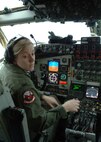 GRAND FORKS AIR FORCE BASE, N.D. – First Lt. Jordan Appel, 911th Air Refueling Squadron, Grand Forks Air Force Base, N.D., checks everything out on her KC-135 Stratotanker before refueling her two brothers and sister-in-law’s B-52H Stratofortresses during a sortie Tuesday. (U.S.  Air Force photo by Airman 1st Class SerMae Lampkin)