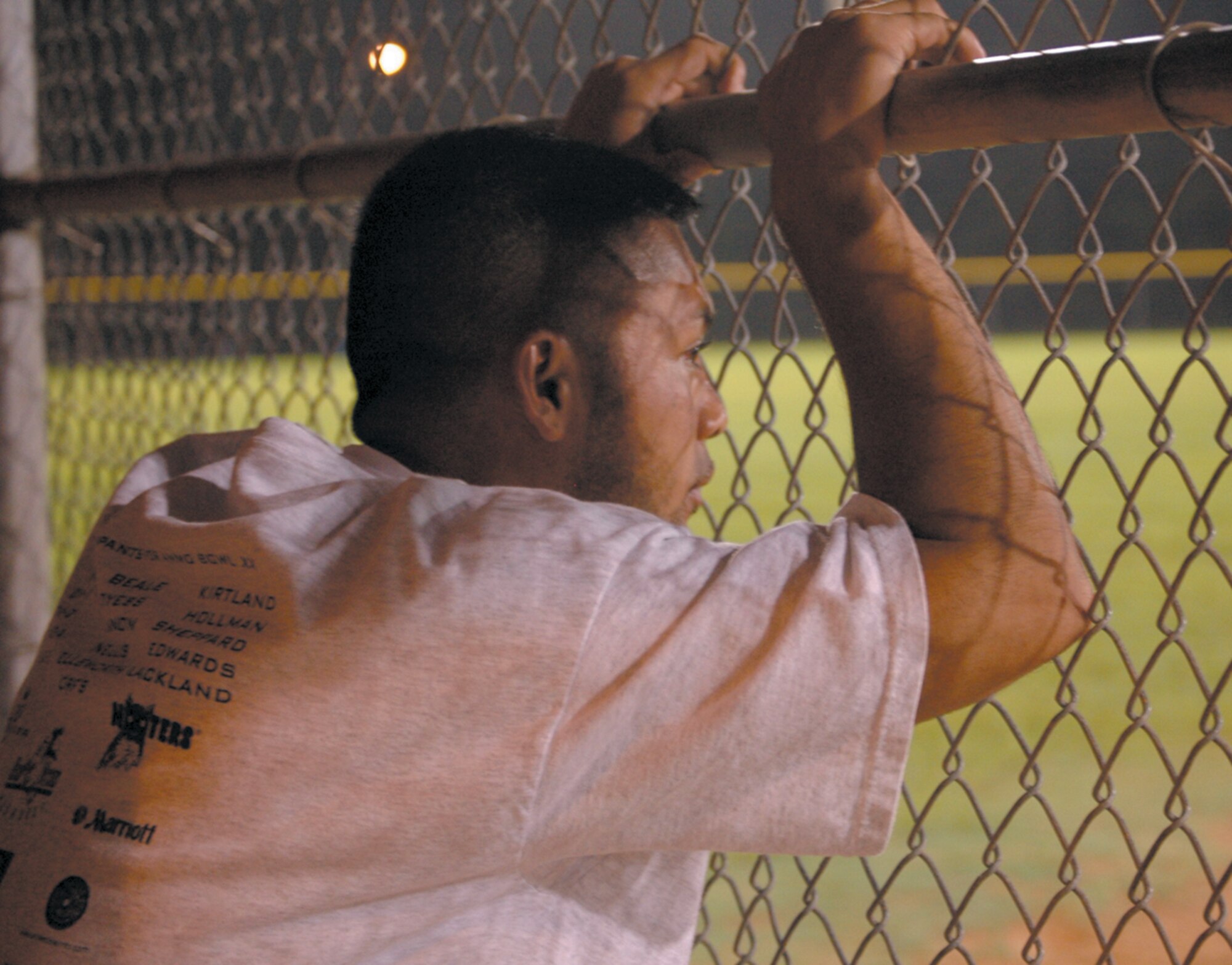 PANAMA CITY, Fla. -- Staff Sgt. Paul Guerrero watches his team field the ball during the fourth inning of the easter Ammo Bowl championship game. Tyndall beat the Eglin AFB, Fla., team 46-36 to take home the trophy. (U.S. Air Force photo by Staff Sgt. Stacey Haga)