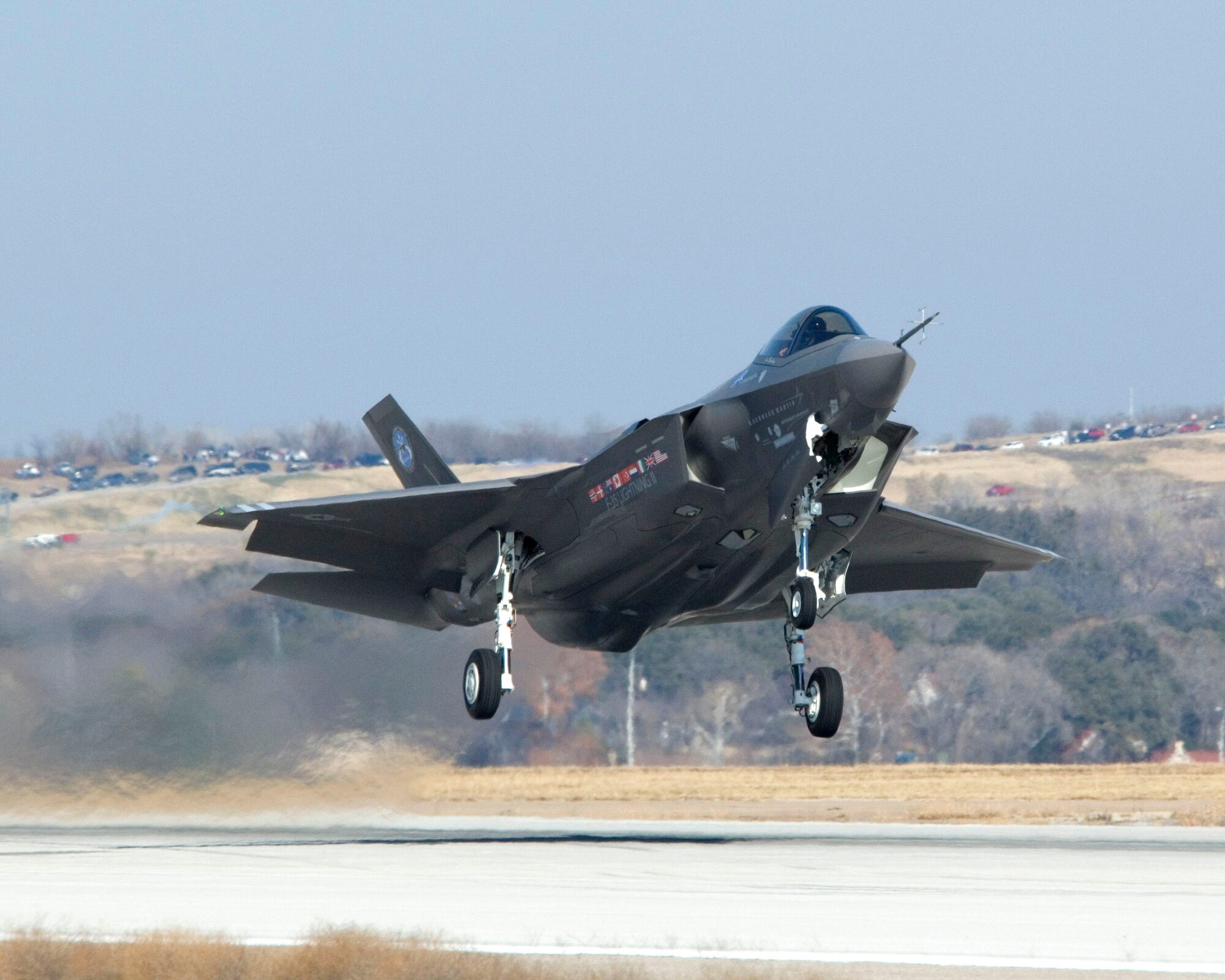 An F-35 Lightning II Joint Strike Fighter takes off at 12:44 p.m. CST at Lockheed Martin in Fort Worth, Texas Dec. 15 for an initial flight as part of system development testing. (Lockheed Martin photo/Tom Harvey)