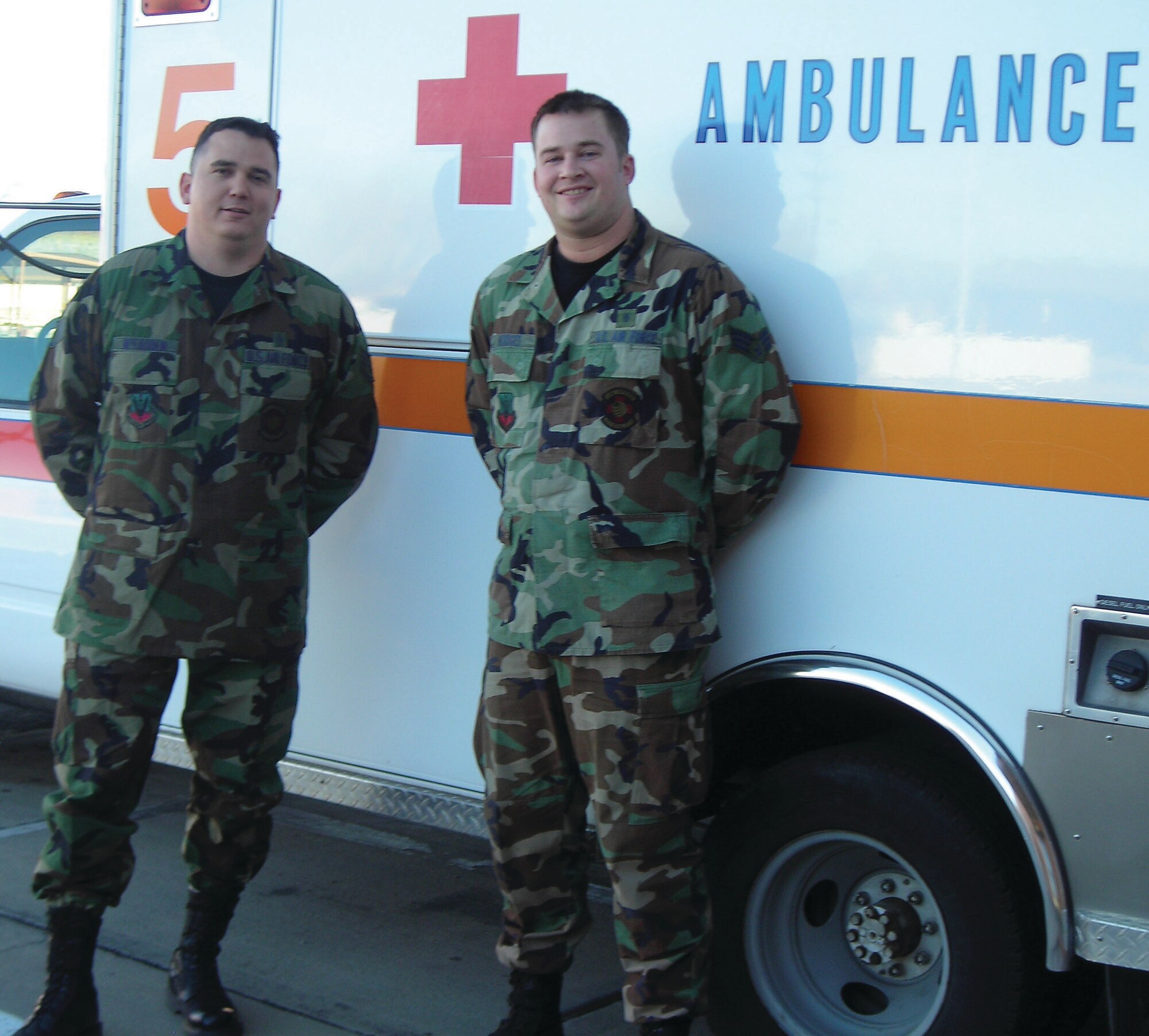 Staff Sgt. Michael McFadden and Senior Airman Daniel Hodges, 49th Medical Operations Squadron, delivered a baby in base housing Dec. 7.