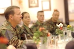 Chief  Master Sgt. of the Air Force Rodney McKinley has lunch with the Randolph Honor Guard during his visit to Randolph Air Force Base Dec.7. (Photo by Steve White)