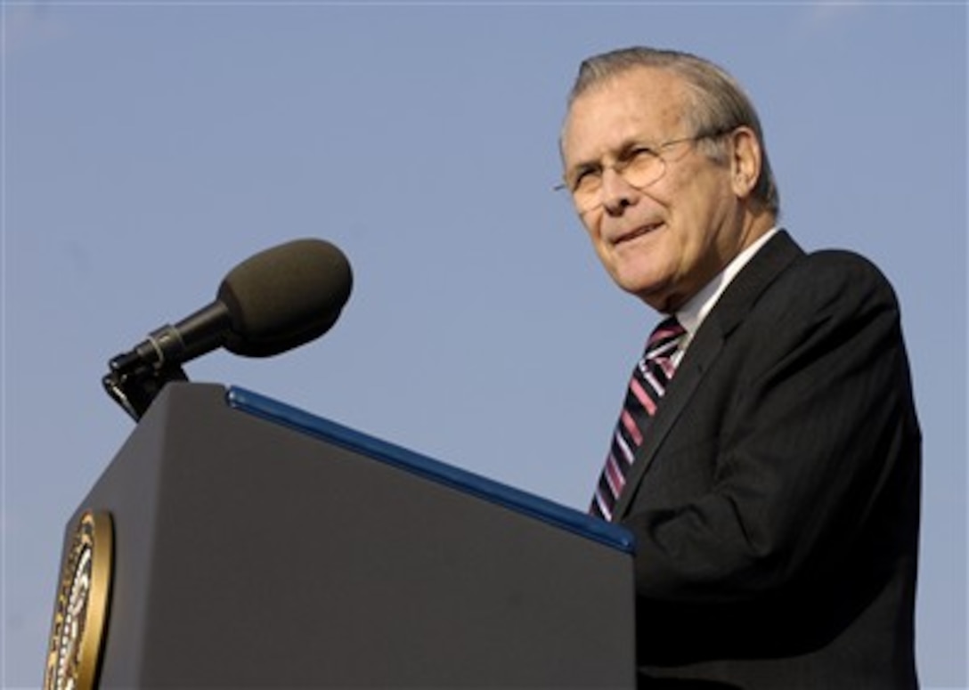 Rumsfeld Addresses Audience