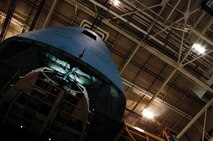 A Westover C-5 is opened for a detailed check-up within the isochronal inspection hangar here. Westover was selected as the center for Reserve ISO inspections during an announcement Dec. 13 in which the Air Force unveiled plans to consolidate its ISO facilities.