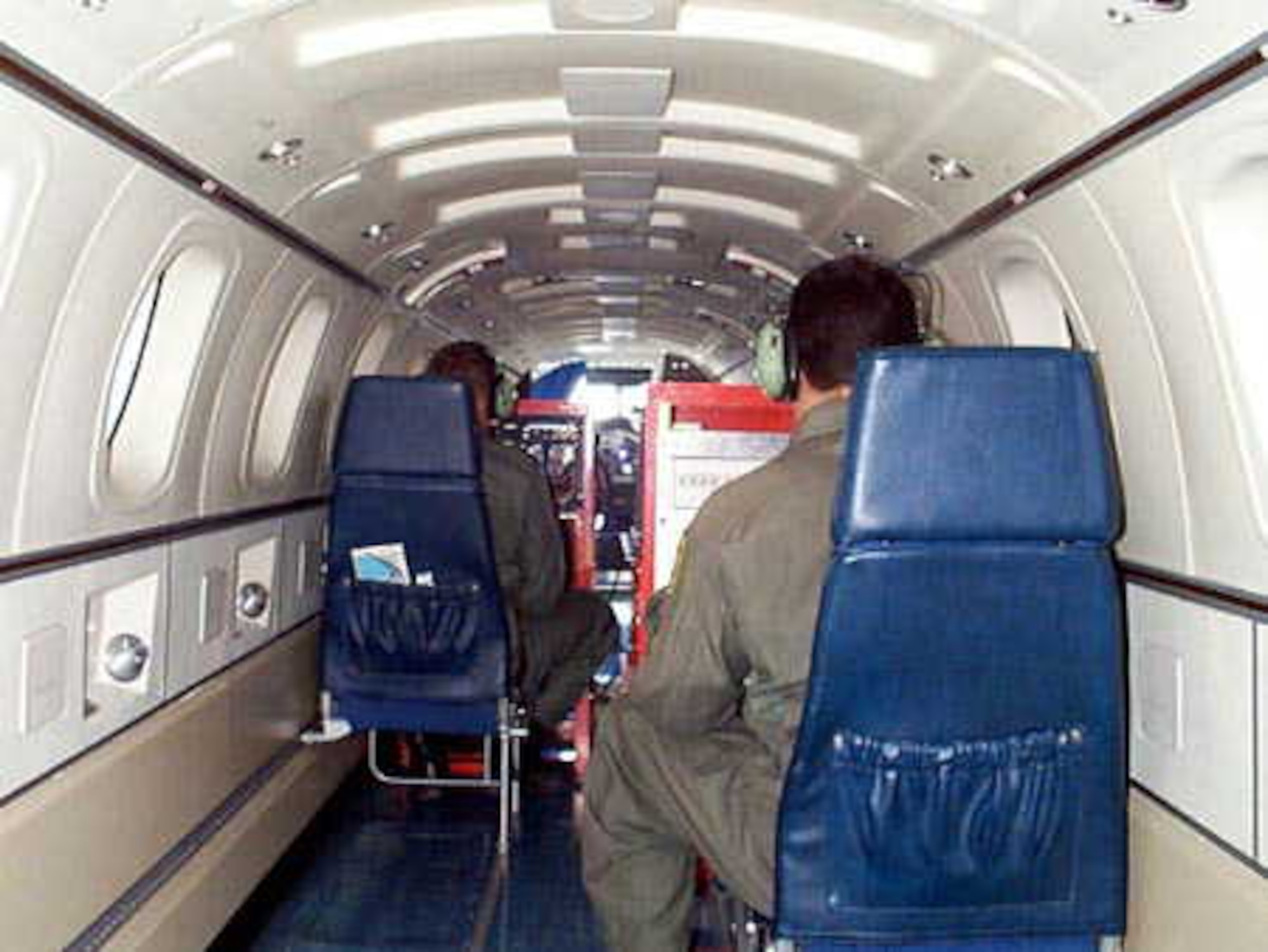 For specialized tests, customer provided test equipment may be rack mounted and installed in place of the C-12J's rear ejection seat
