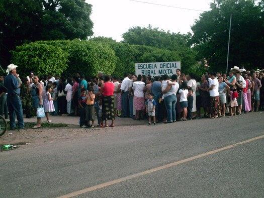Guatemalans stood in line for hours to receive medical care from the Air Force's 16-member medical team.