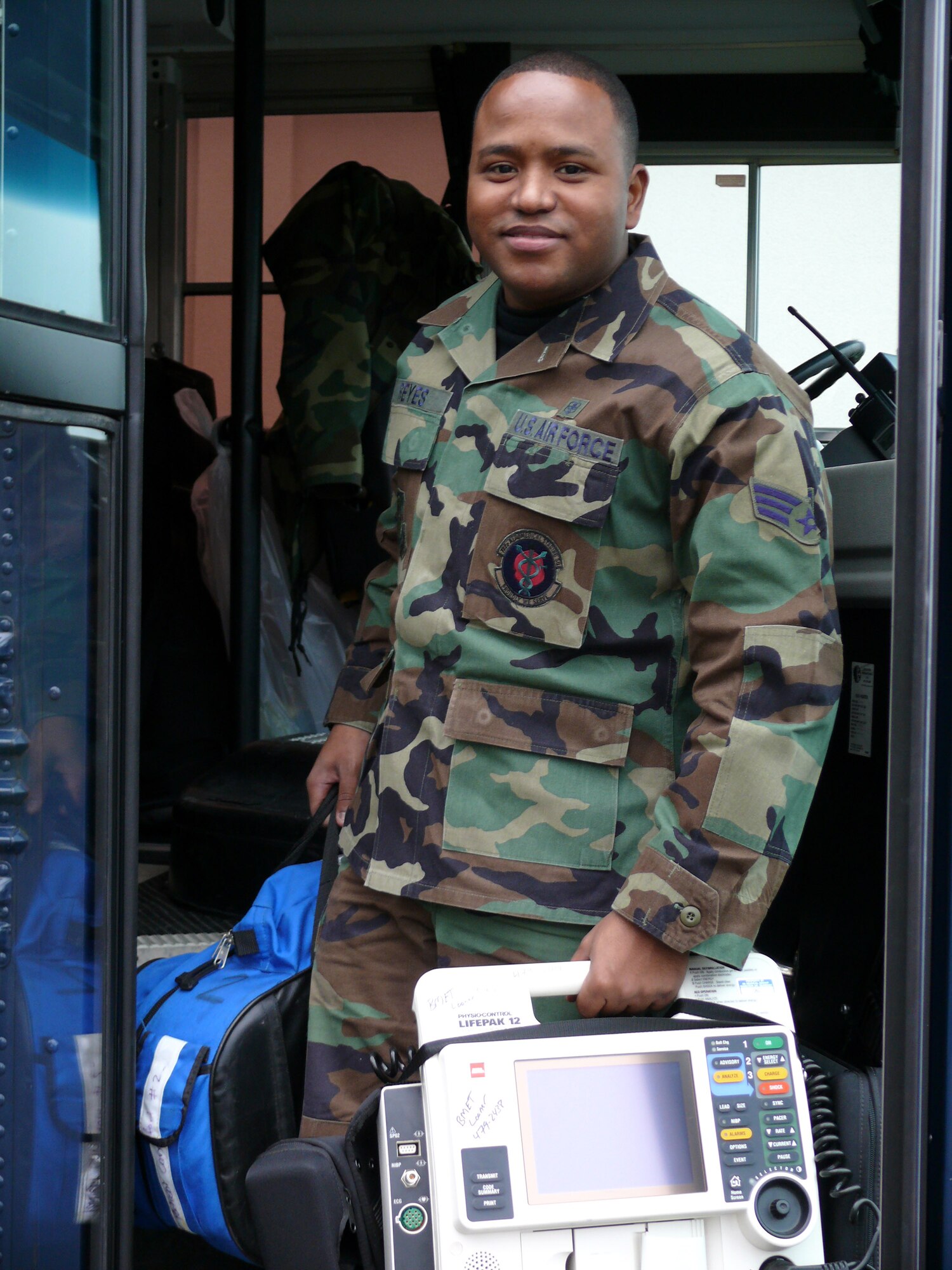 Senior Airman Jose Reyes is an Air Force Reserve medical technician deployed to Ramstein Air Base, Germany. (U.S. Air Force photo/Airman 1st Class Mara Title)