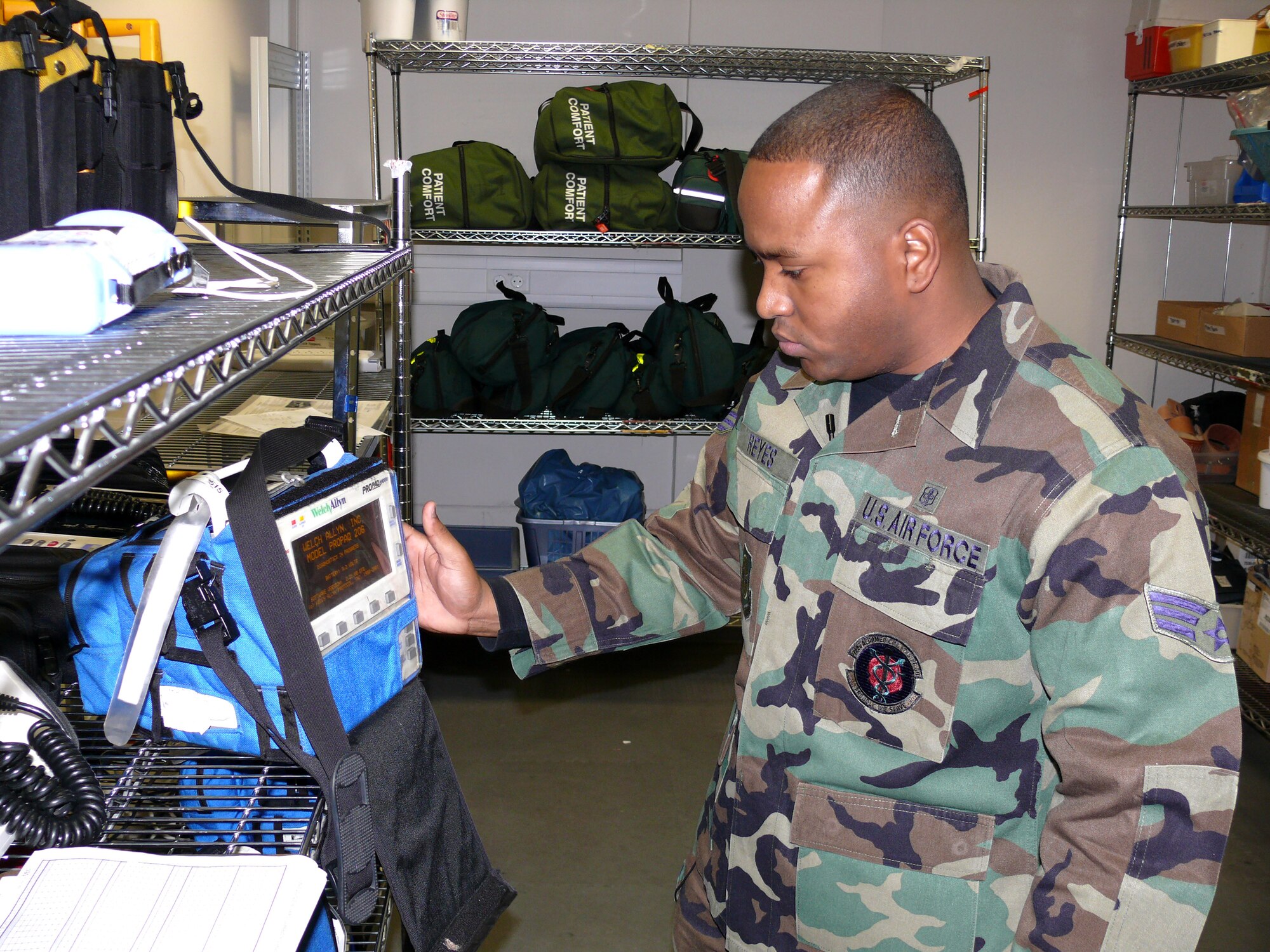 Senior Airman Jose Reyes is an Air Force Reserve medical technician deployed to Ramstein Air Base, Germany. (U.S. Air Force photo/Staff Sgt. Leigh Bellinger)