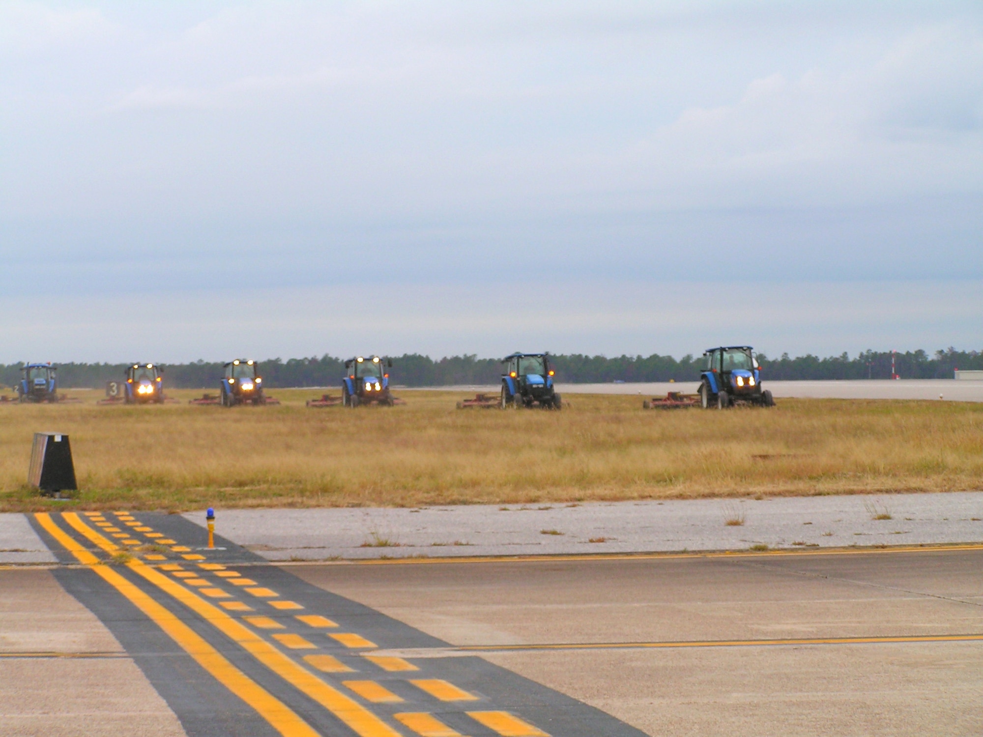 As part of the Bird and Wildlife Aircraft Strike Hazard, or BASH, program initiative, the Air Armament Center’s flight safety office is keeping the birds away from Eglin’s flight lines by keeping the grass height around the 10-to-12 inch mark. Birds that cannot see over the height of the grass are less likely to land. (Courtesy photo)

