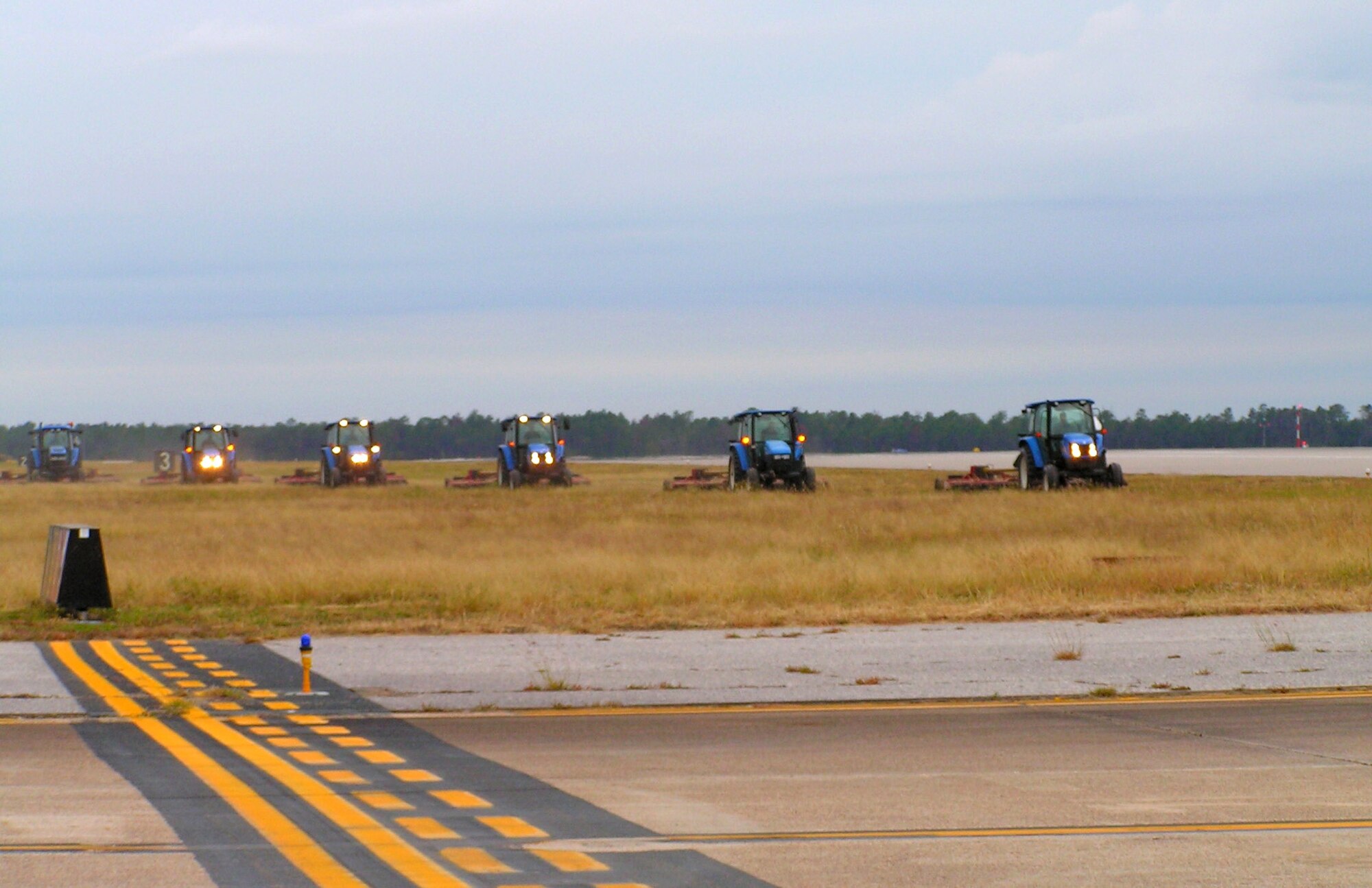 The flightline at Eglin Air Force Base, Fla. is nearly 75 percent safer than years previous because of improvements to its Bird and Wildlife Aircraft Strike Hazard, or BASH, program. One of the changes was to keep the grass height higher around the runways because birds are less likely to land somewhere if they can't see each other. (U.S. Air Force photo)