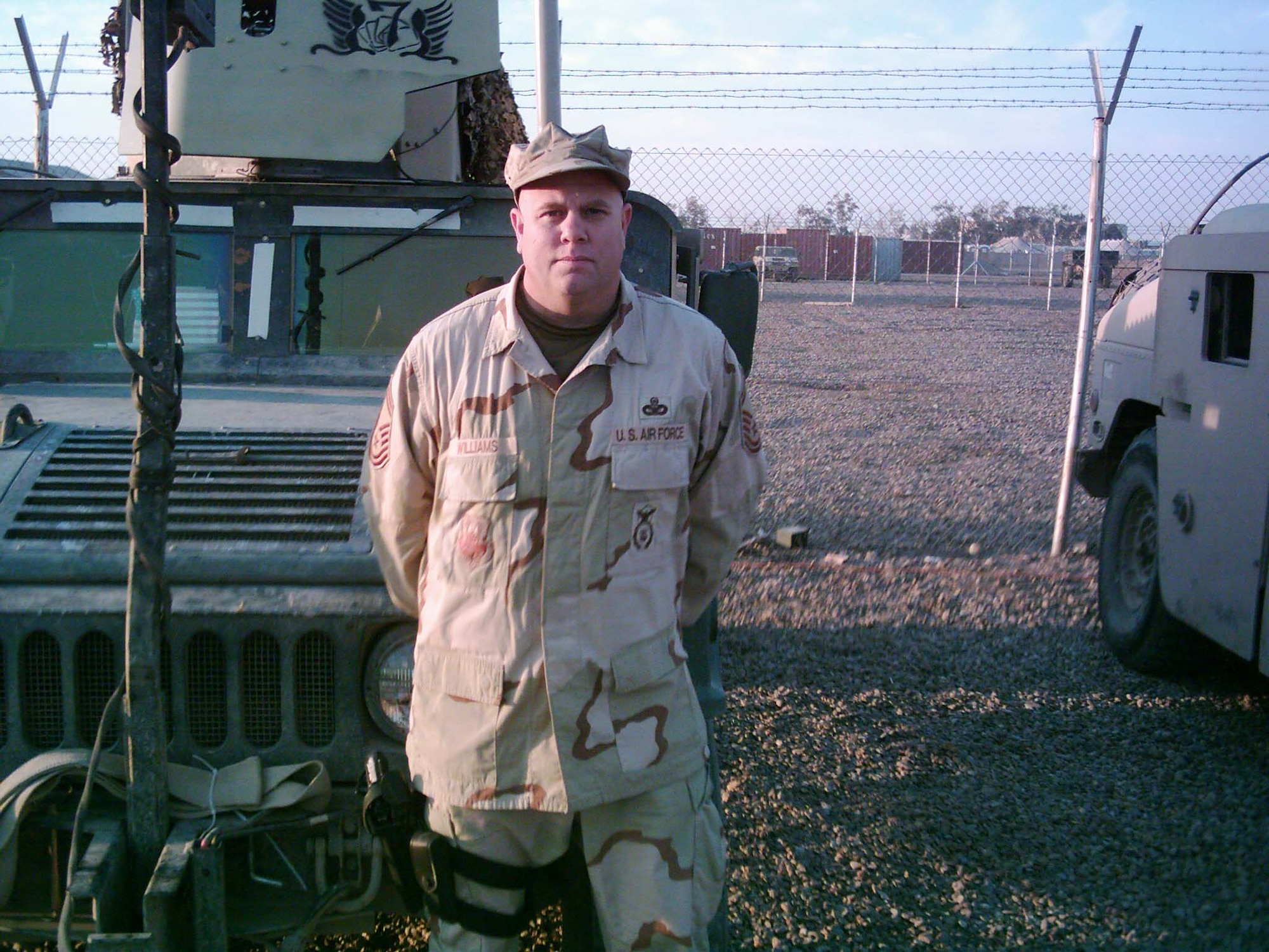 Senior Master Sgt. Gregory Williams is recognized for his outstanding performance while serving with the 332nd Expeditionary Security Forces Squadron, 332nd Expeditionary Mission Support Group, 332nd Air Expeditionary Wing, Iraq. 