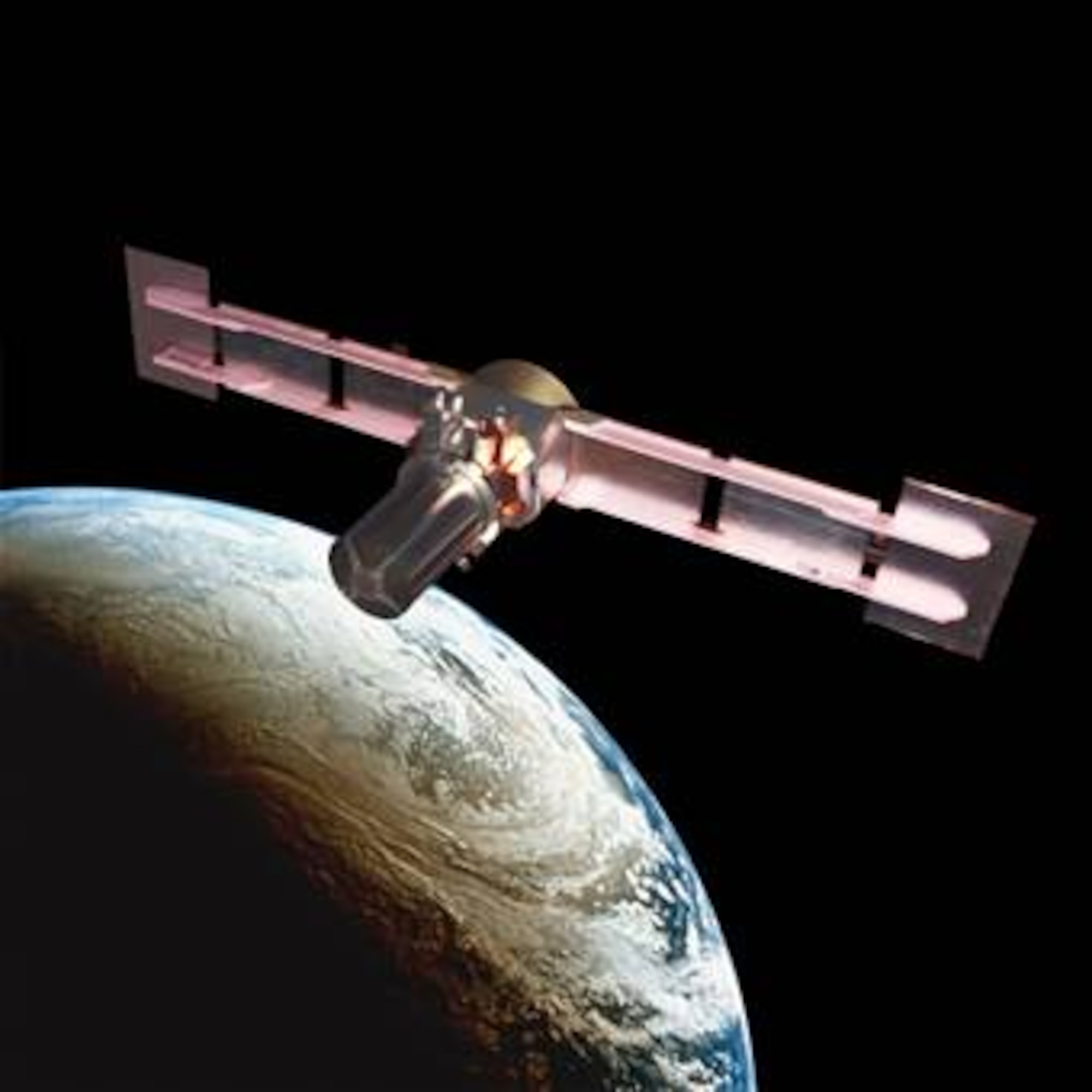 An artist's rendition of the TacSat-2 micro satellite. (Artwork courtesy of the Air Force)
