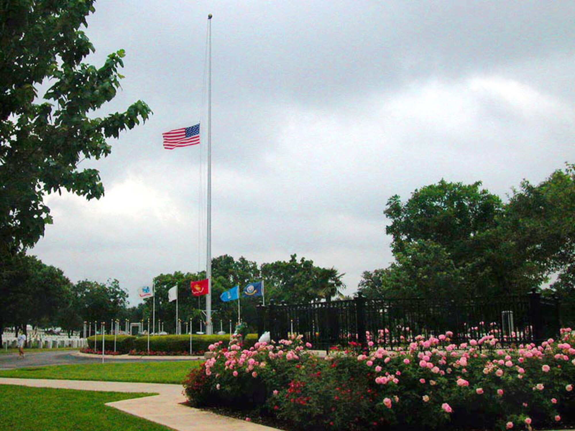 The United States flag flies at half staff Dec. 28 at Fort Sam Houston, Texas, in honor of former President Gerald R. Ford, who died Dec. 26. (U.S. Army photo)