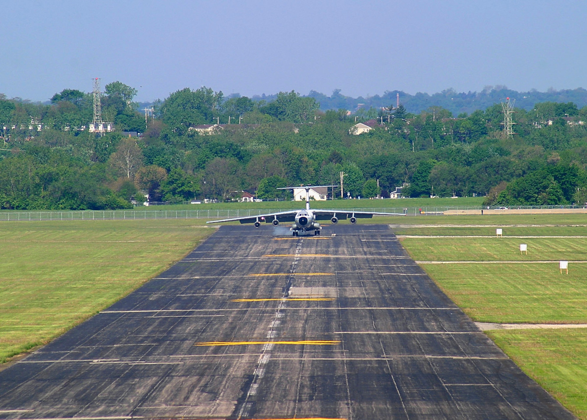 DAYTON, Ohio - The C-141 "Hanoi Taxi's" final touch down at the National Museum of the U.S. Air Force. (U.S. Air Force photo by Ben Strasser)