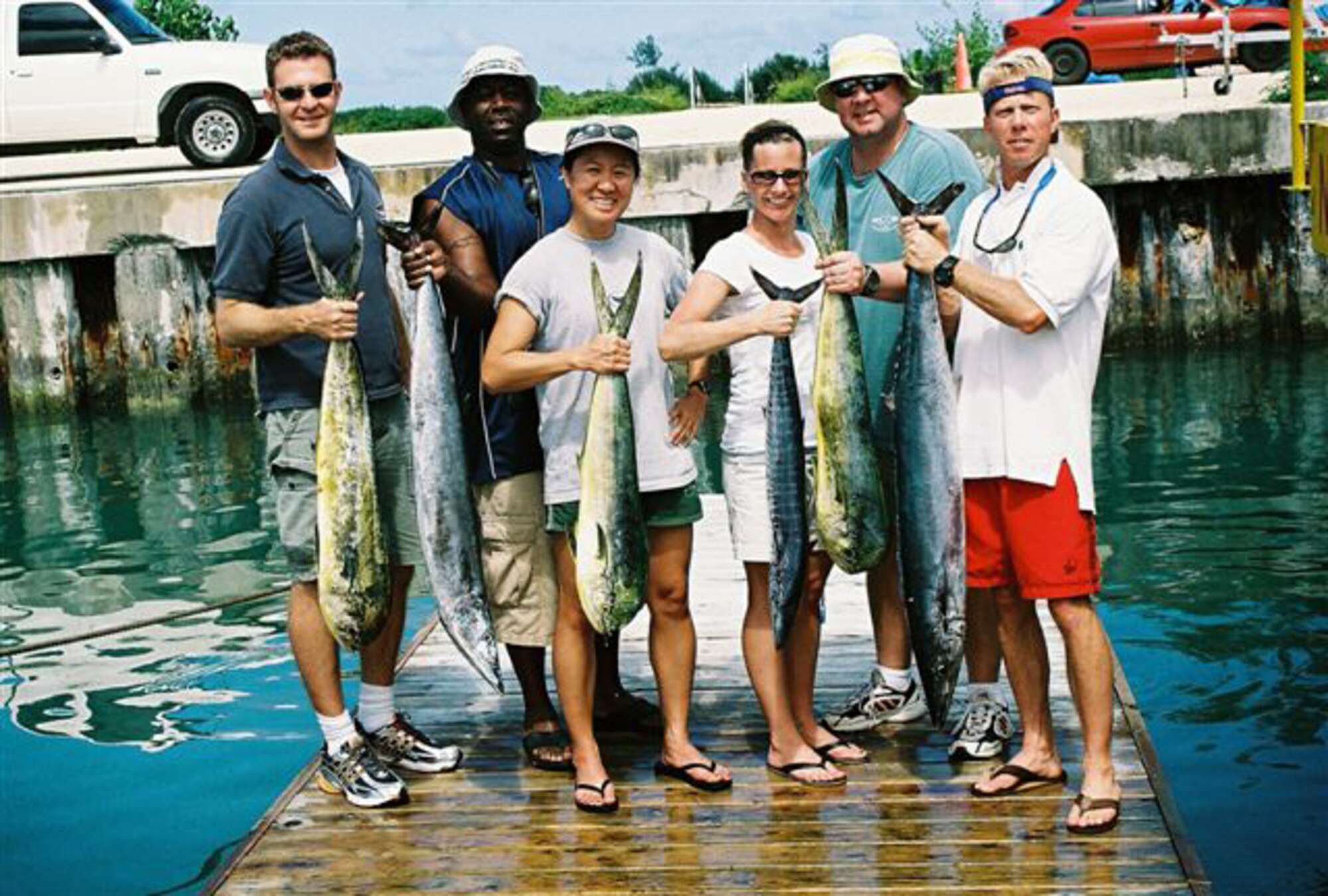 Several members of the 916th Air Refueling Wing found a little time to enjoy the fishing in Guam during a recent AEF rotation in which more than 200 members deployed for five weeks in support of U.S. Pacific Command.