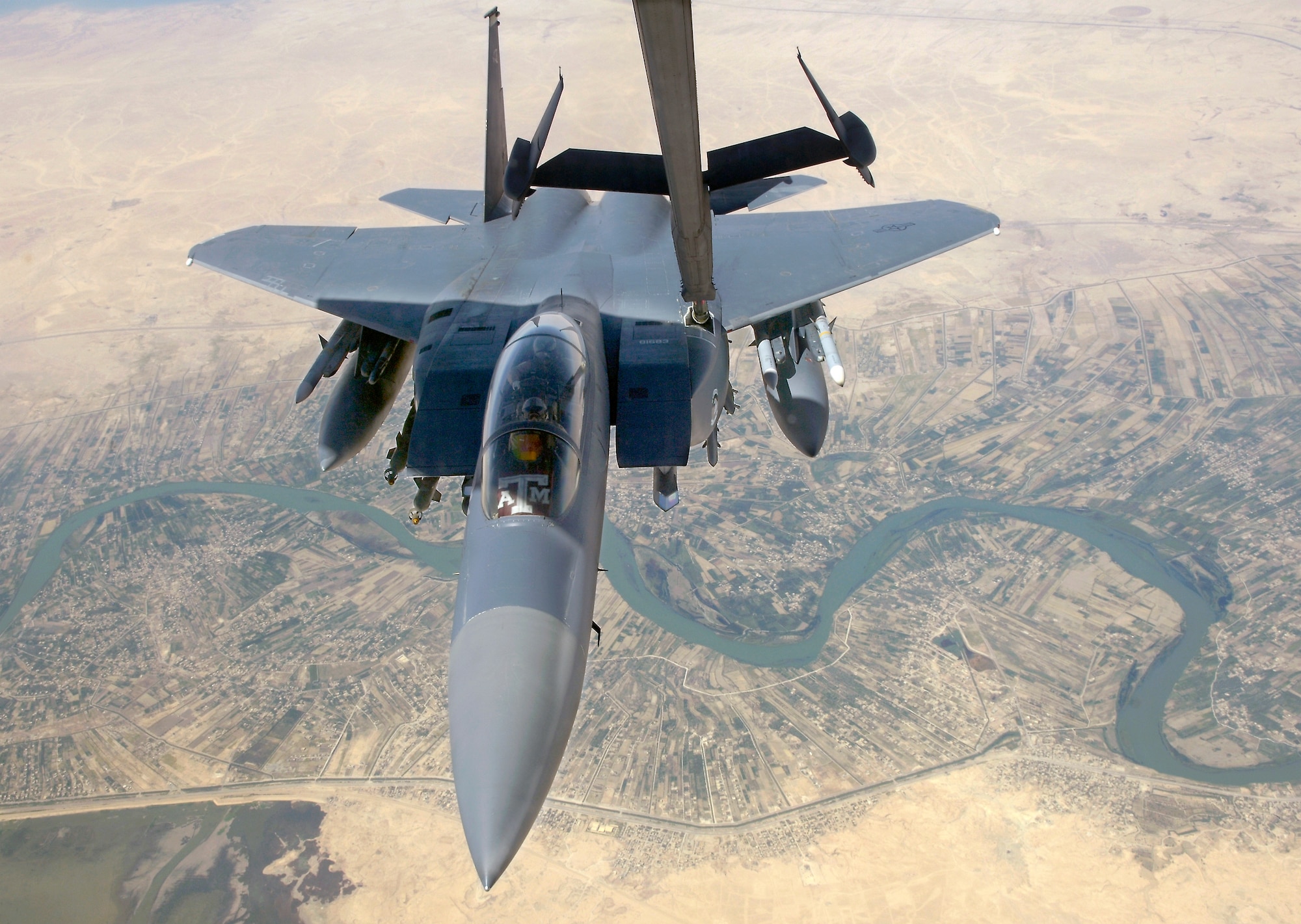 F-15E Strike Eagles, similar to this one refueling over Iraq, play a critical role daily in providing close-air support to ground forces in contact with anti-Iraqi forces as part of Operation Iraqi Freedom. (U.S. Air Force photo/Senior Airman Brian Ferguson) 


