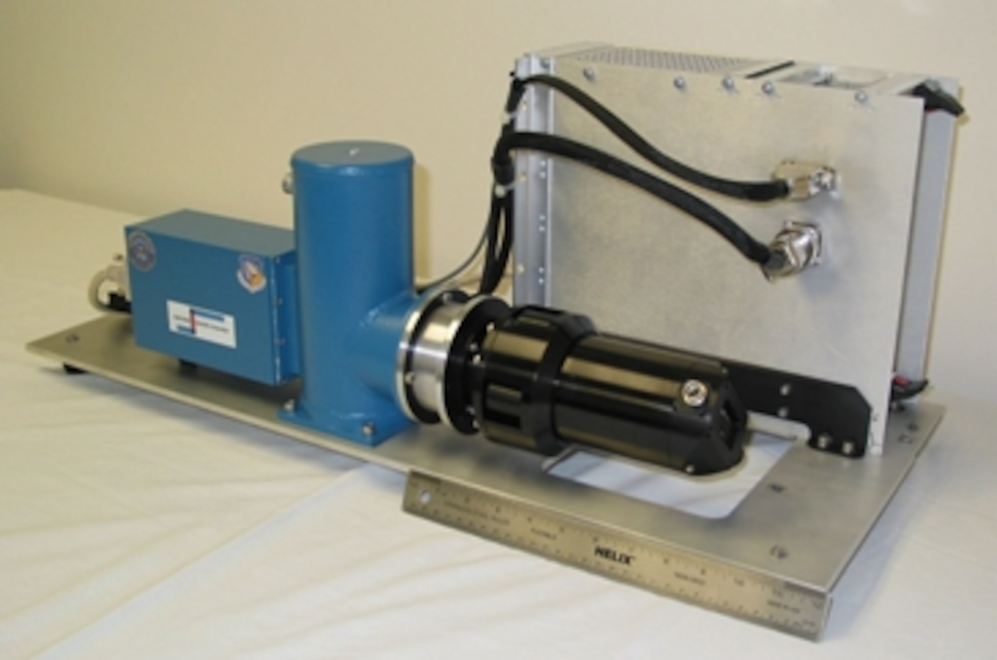 HANSCOM AIR FORCE BASE, MASS. (AFMCNS) - This Generation III prototype of the Cross Dispersion Prism sensor system was installed for demonstration and testing aboard a Naval Air Systems Command Aerostar unmanned aerial vehicle  in late 2005. (Air Force photo) 

