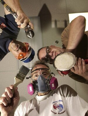 Like dermatologists for aircraft, troops from the 403rd fabrication shop diagnose and repair problems on the skin, or exterior, of the 403rd Wing's fleet of C-130s. The team routinely applies touch-up paint to aircraft to keep it protected.