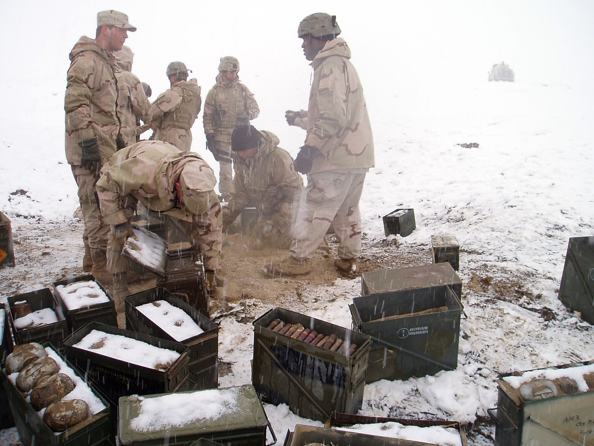 BAGRAM AIR BASE, Afghanistan (AFPN) -- Airmen from the explosive ordnance disposal, or EOD, flight here prepare to dispose unexploded ordnance. (U.S. Air Force photo by Senior Airman Anthony Plyler)
