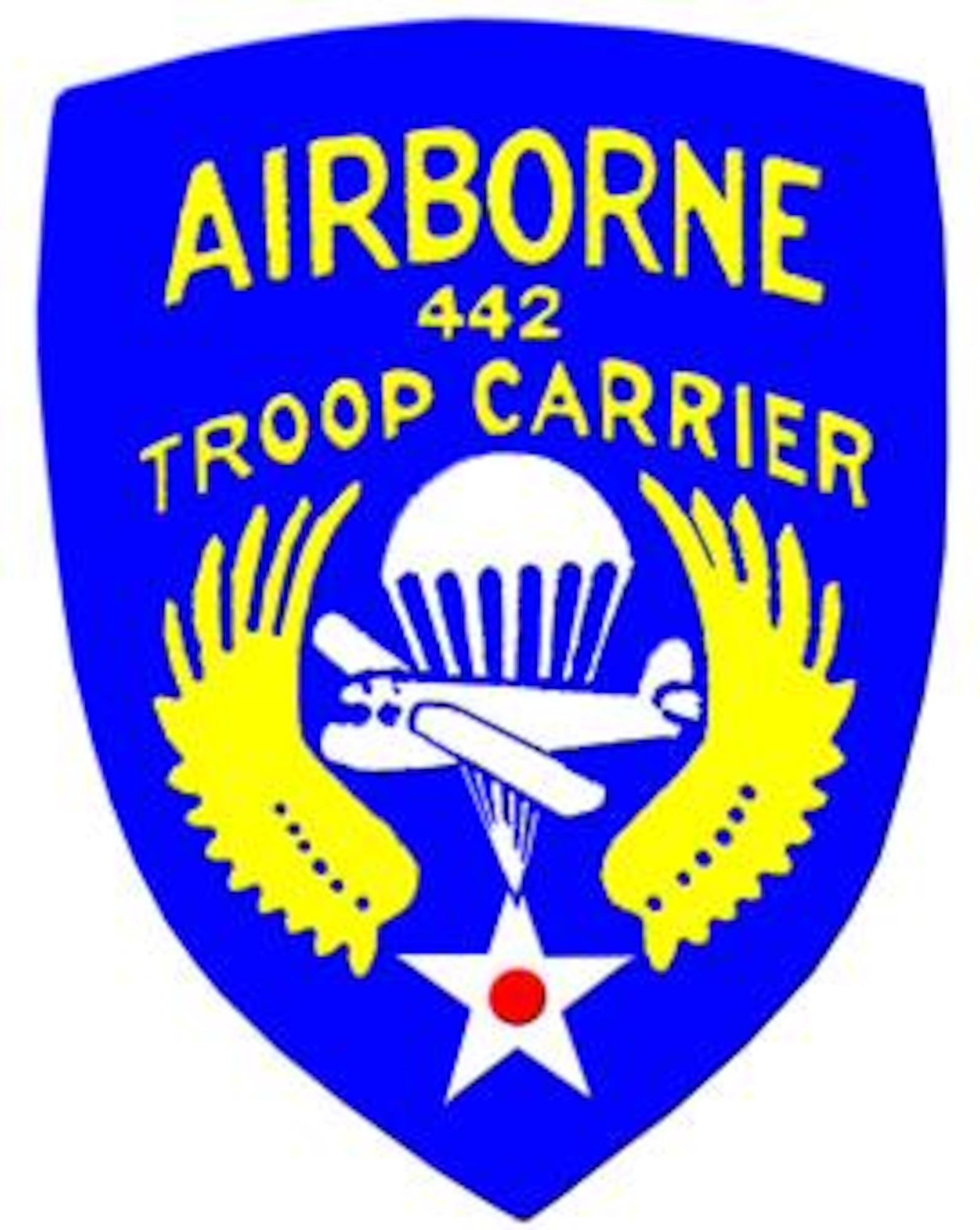 The World War II emblem of the 442nd Troop Carrier Group, which dropped para-troops and towed gliders full of airborne soldiers onto the battle fields of Europe. The group was the forerunner of today's 442nd Fighter Wing, which is an Air Force Reserve unit based at Whiteman Air Force Base, Mo.