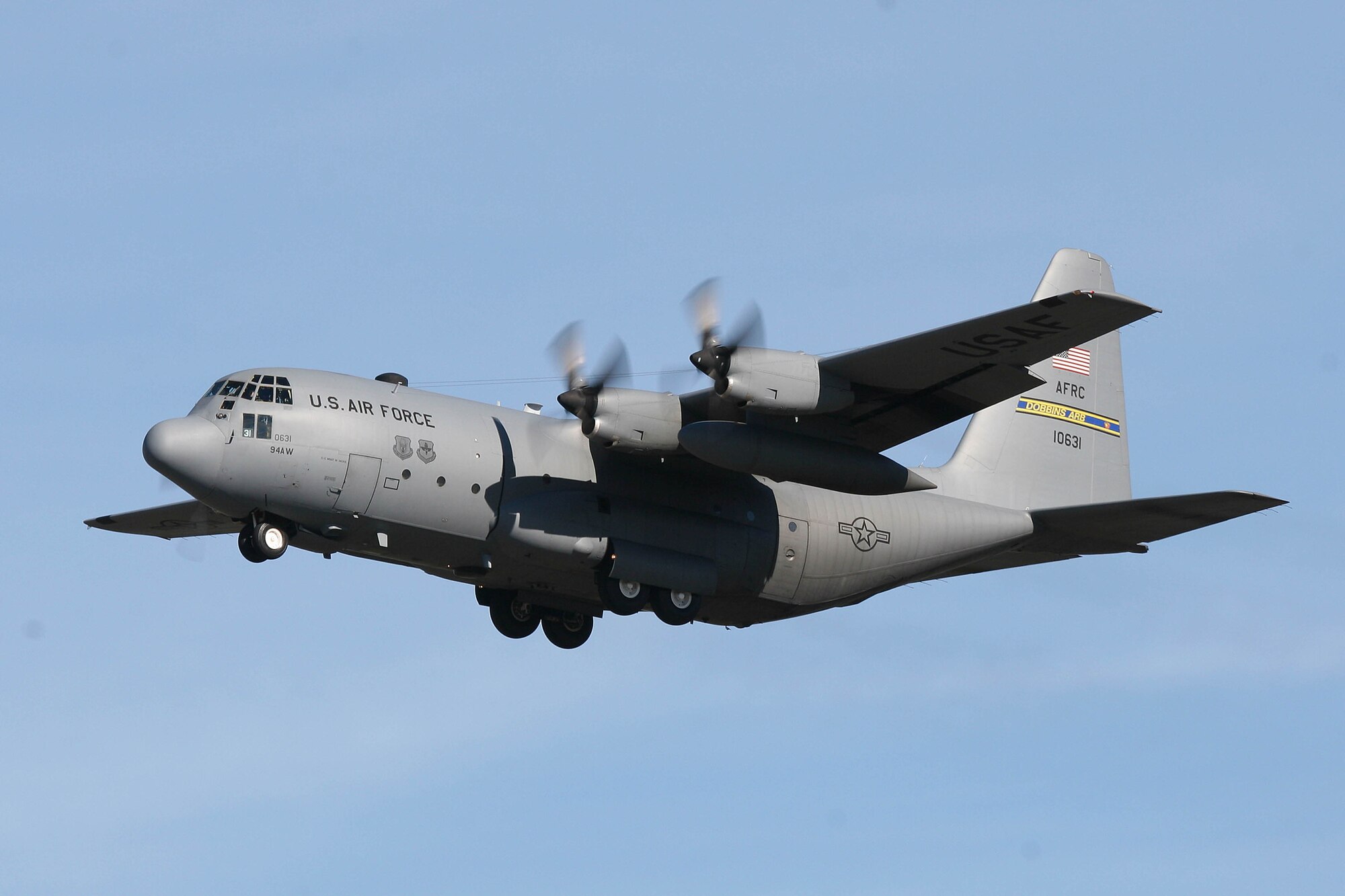DOBBINS AIR RESERVE BASE, Ga. -- A 94th Airlift Wing C-130 prepares for approach and landing at Dobbins.