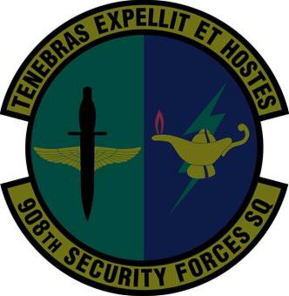 908th Security Forces Squadron Organizational Emblem (Subdued).  Approved June 2005.  This image is 6x6 inches @ 300 ppi.
