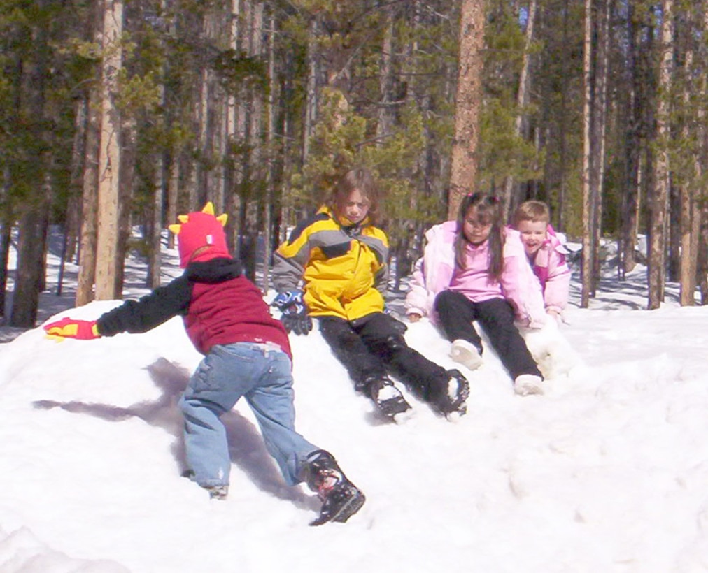 Courtesy Photo Children of the Marines from RS Denver enjoy the snow up at the second quarter All-Hands training, 3 and 4 March, at the YMCA of the Rockies at Snow Mountain Ranch, near Winter Park, Colo.