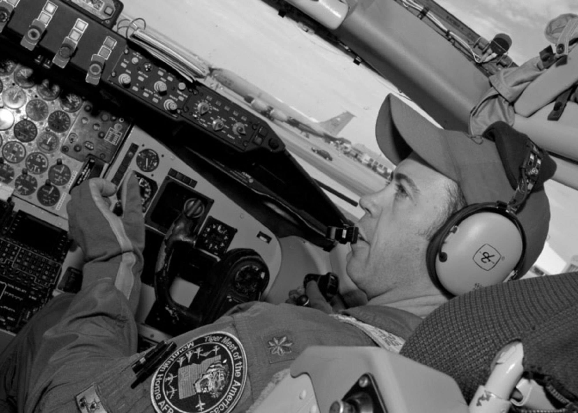 Maj. Wayne Turner, pilot with the 916th Air Refueling Wing, prepares for take-off at the Tiger Meet of the Americas. This year's Tiger Meet was held at Mountain Home AFB, Idaho. The meet brings together 'cat' squadrons from across the globe to participate in various flying competitions.